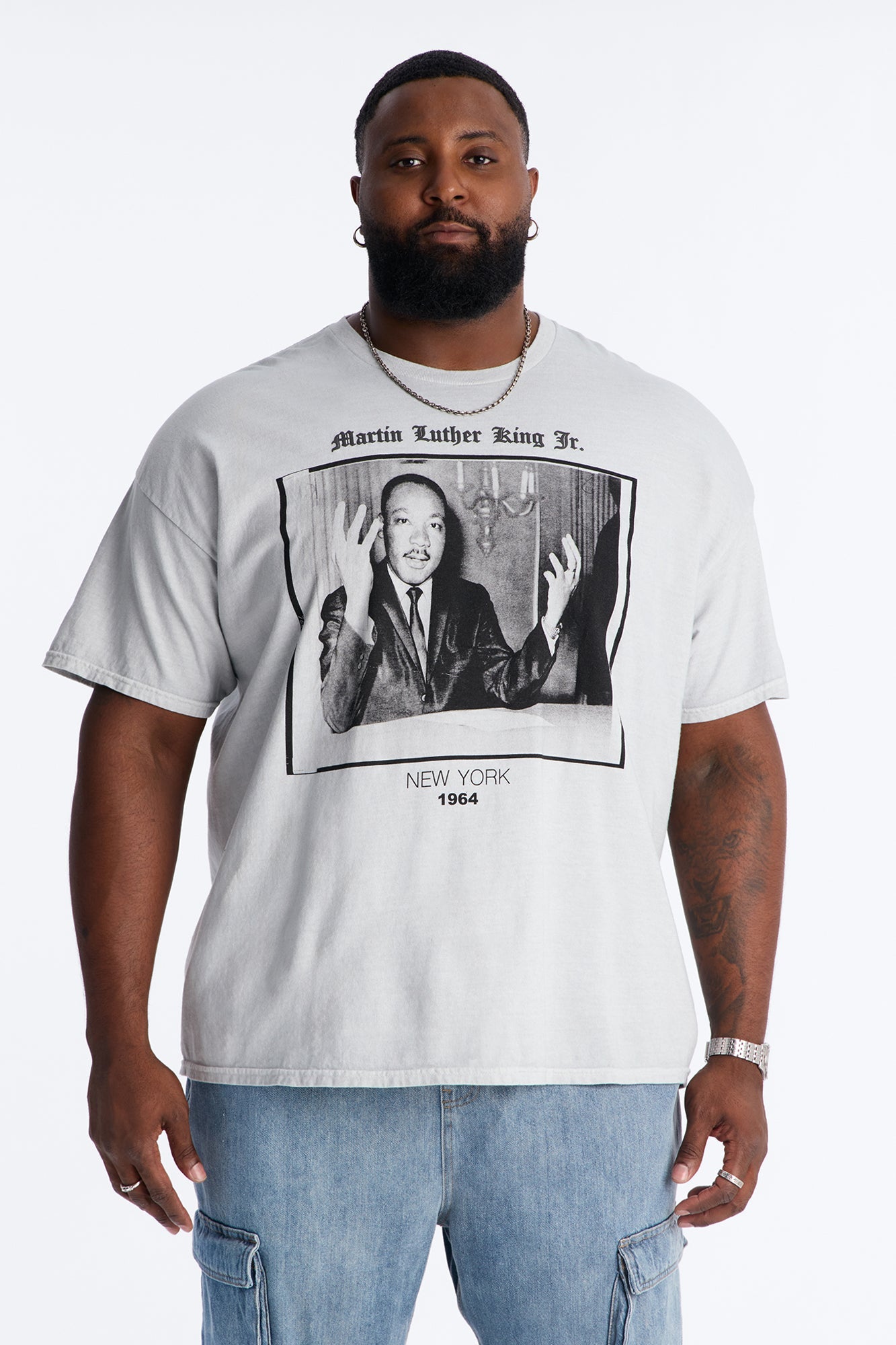 The King 1964 Puff Print Short Sleeve Tee - Grey