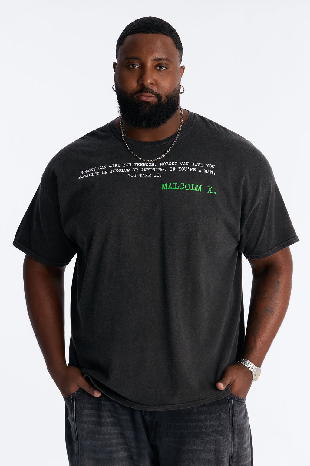 The Voice Of Malcom X Short Sleeve Tee - Black Wash