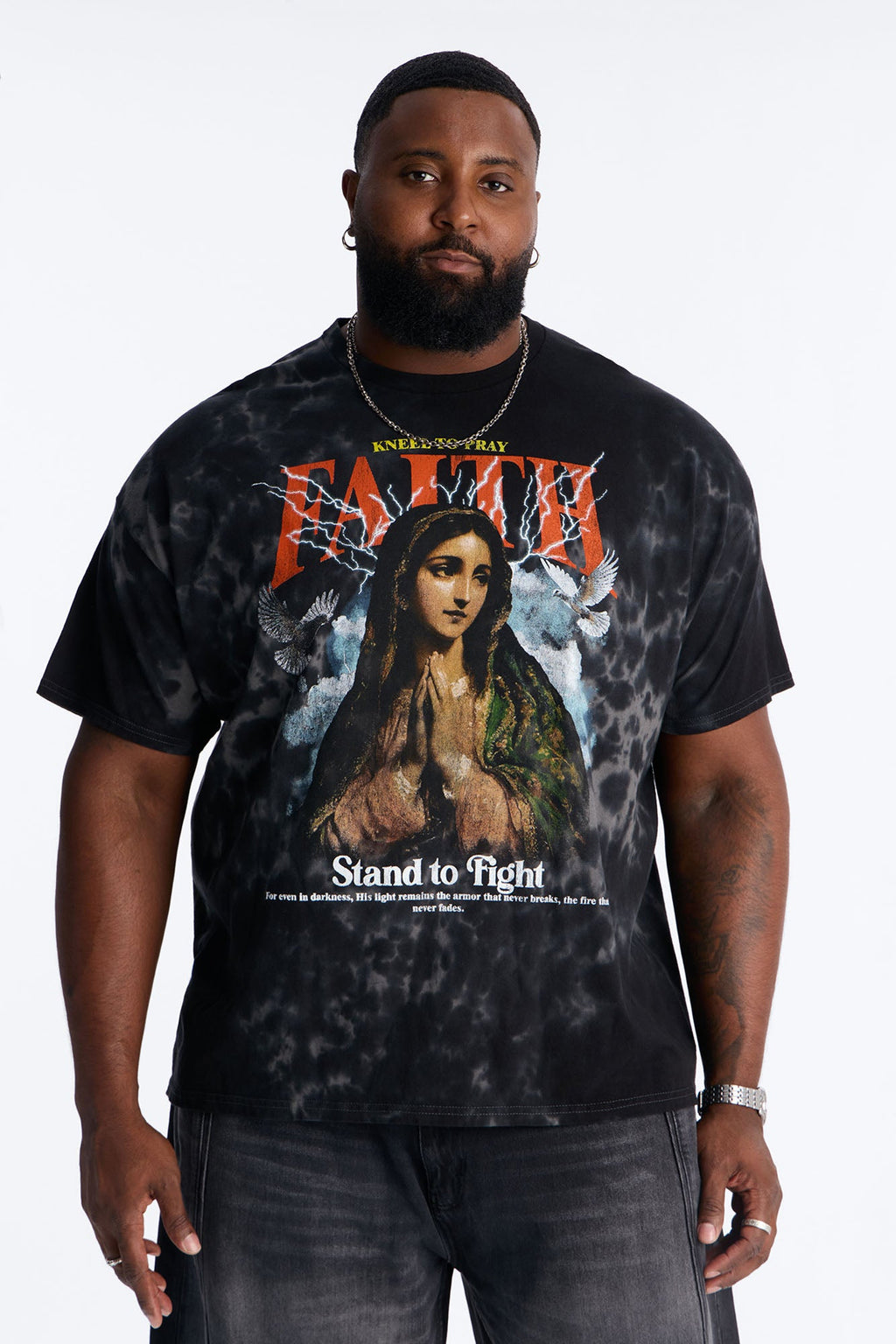 Faith Tye Dye Oversized Short Sleeve Tee - Black