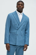 High Peak Lapel Suit Blazer - Slate Blue