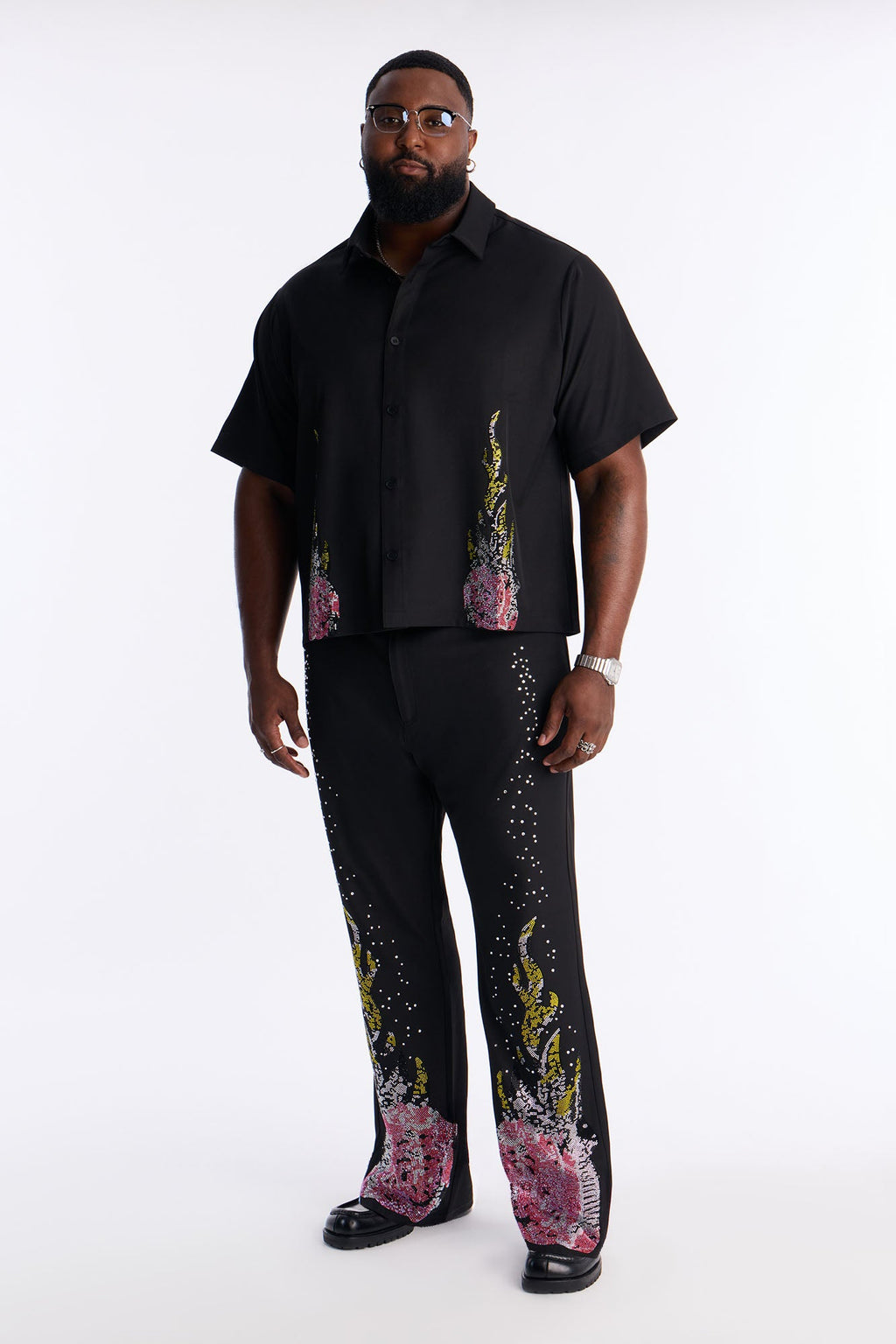 Genesis Origin Embellished Button Up Shirt - Black
