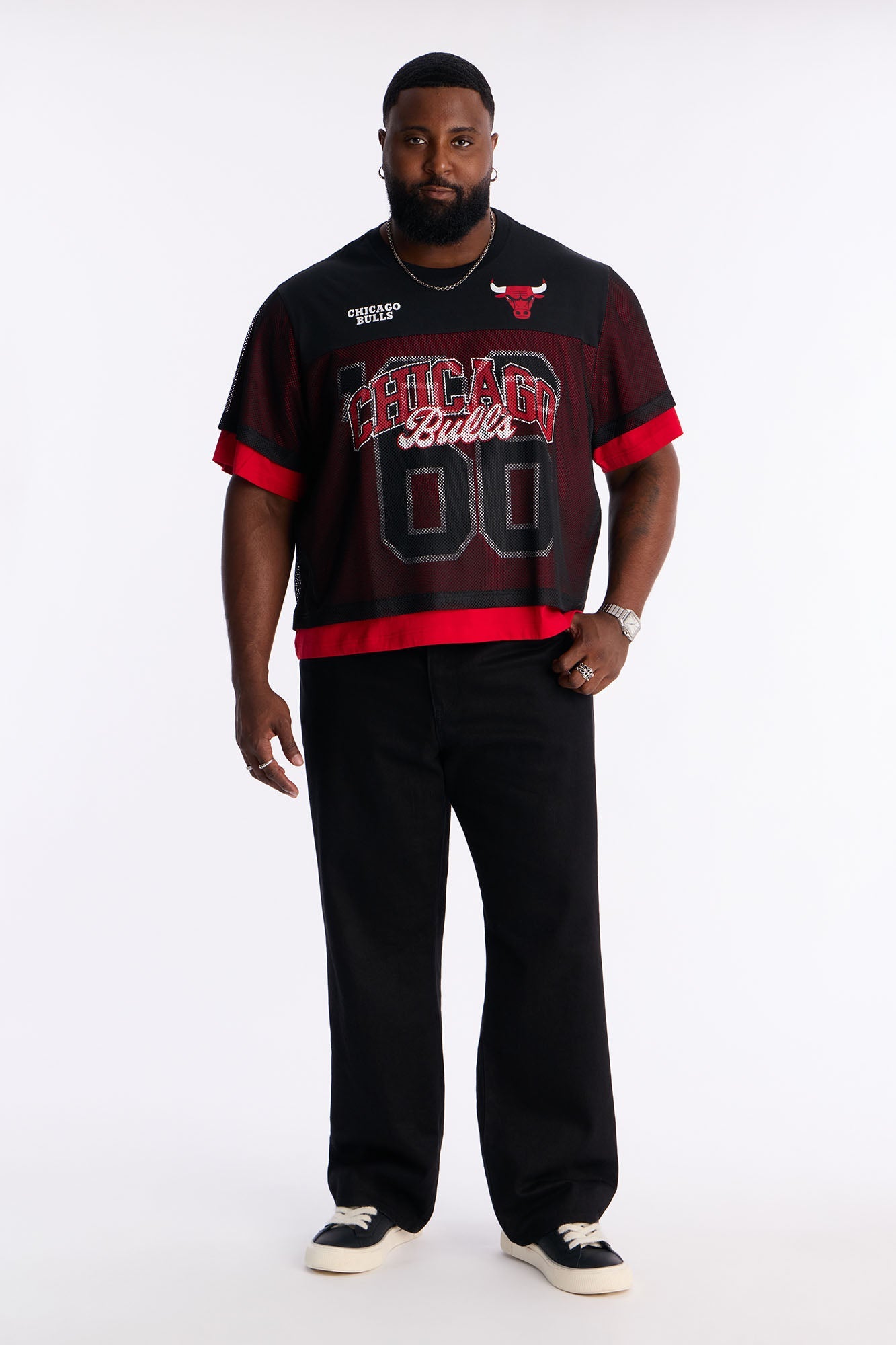 Bulls Lay Up Jersey Mesh Top - Black