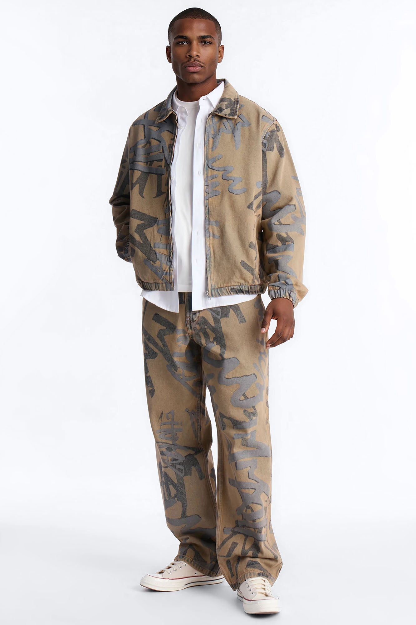 Vintage Graffiti Barrel Jeans - Vintage Wash