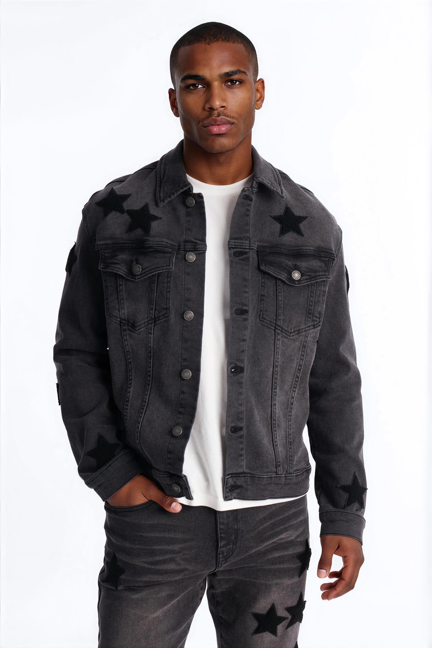 Stellar Denim Trucker Jacket - Black Wash