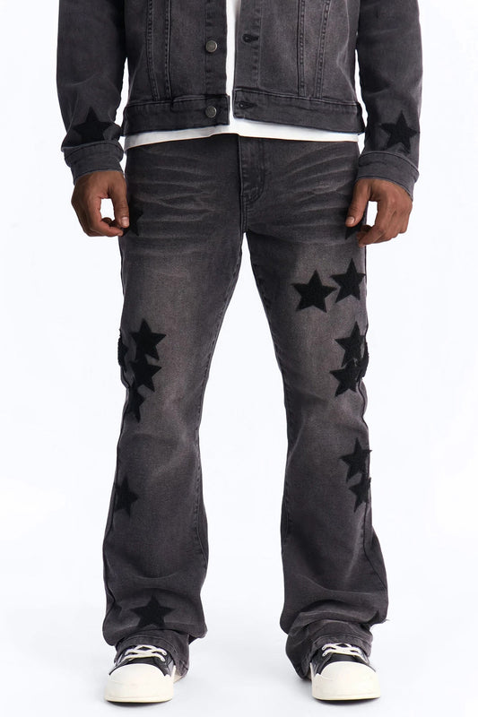 Stacked Skinny Flare Stellar Jean - Black Wash