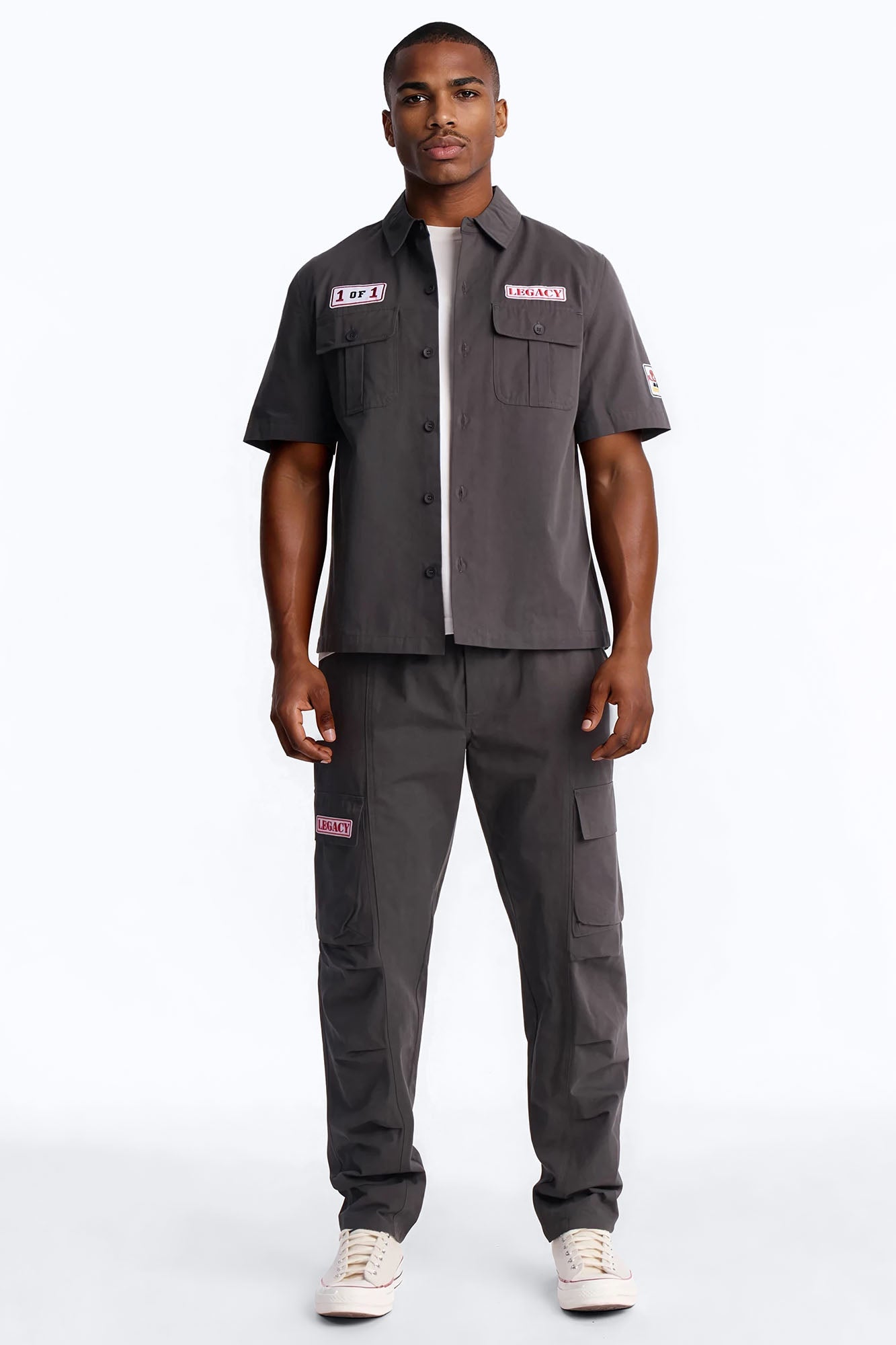 Social Project Button Up Shirt - Grey