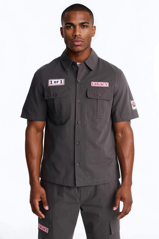 Social Project Button Up Shirt - Grey