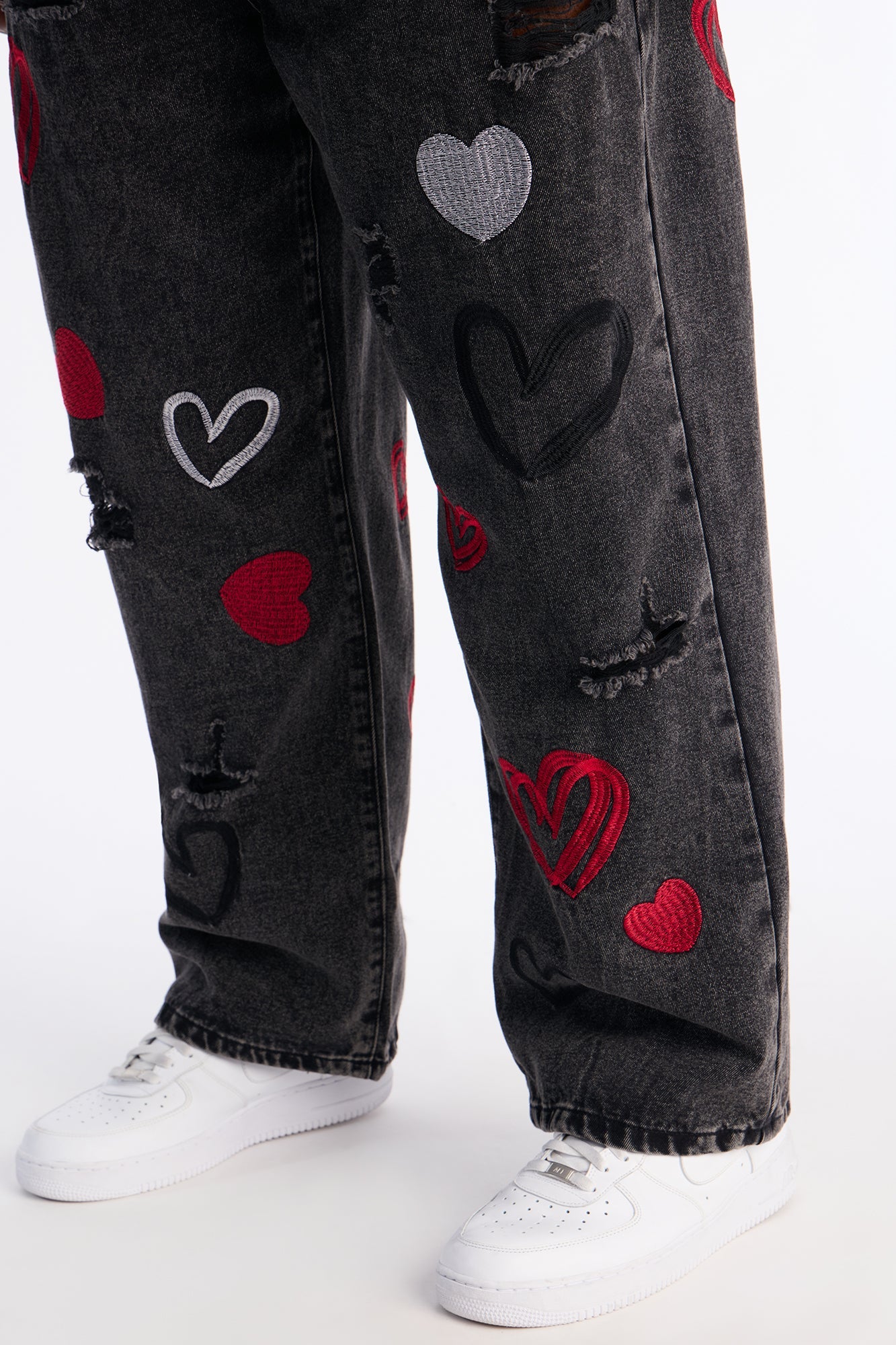 Baggy Hearts In The Air Jean - Black Wash