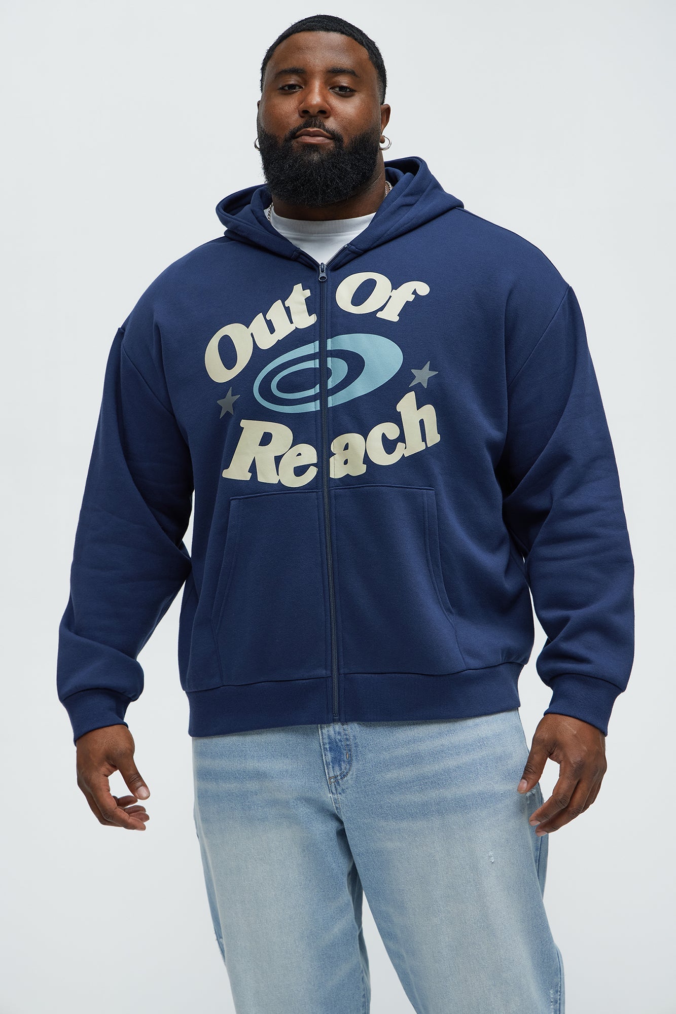 Lost In Space Zip Up Hoodie - Navy