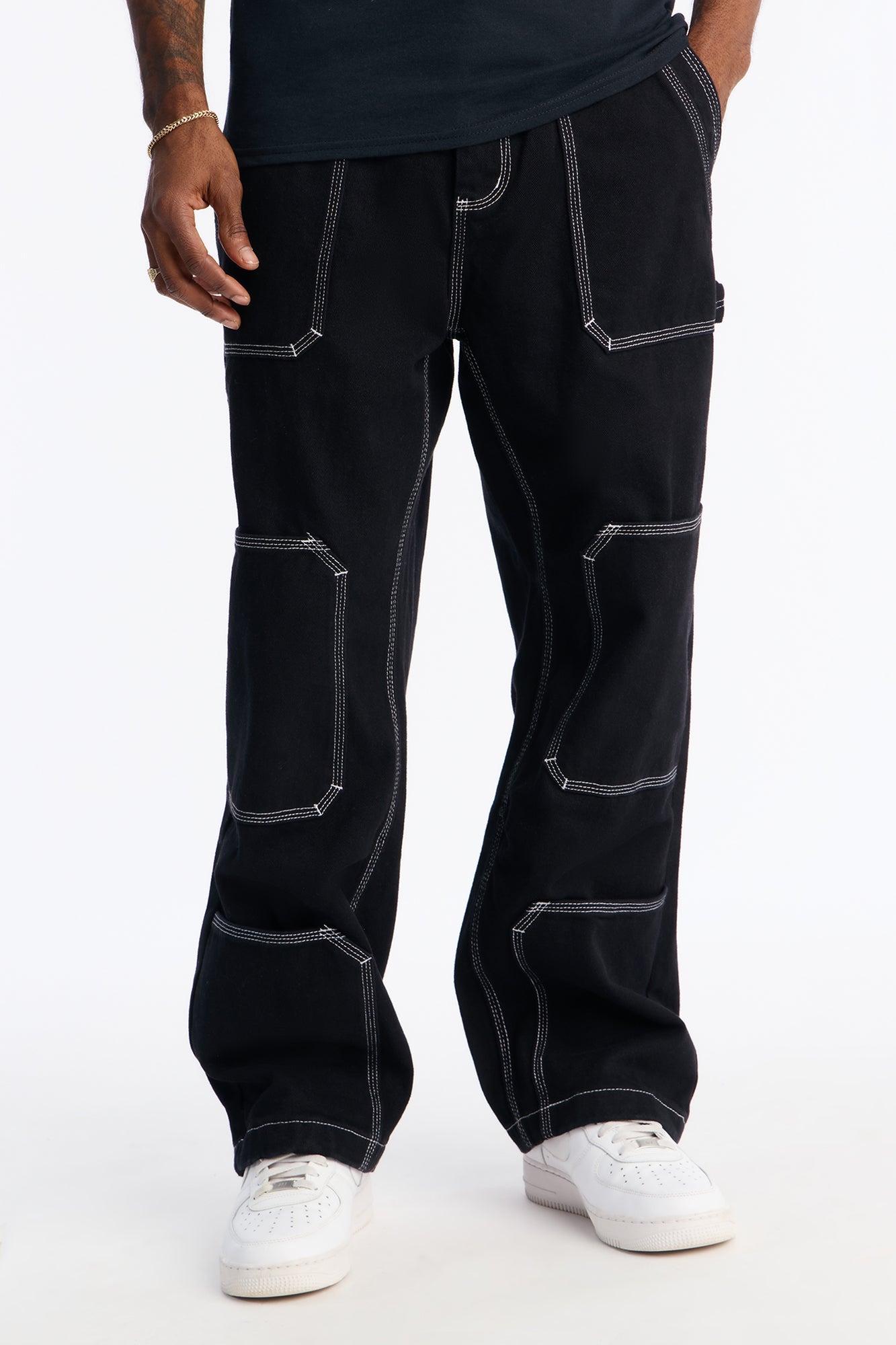 Baggy Tetris Maze Multi Pocket Pant - Black