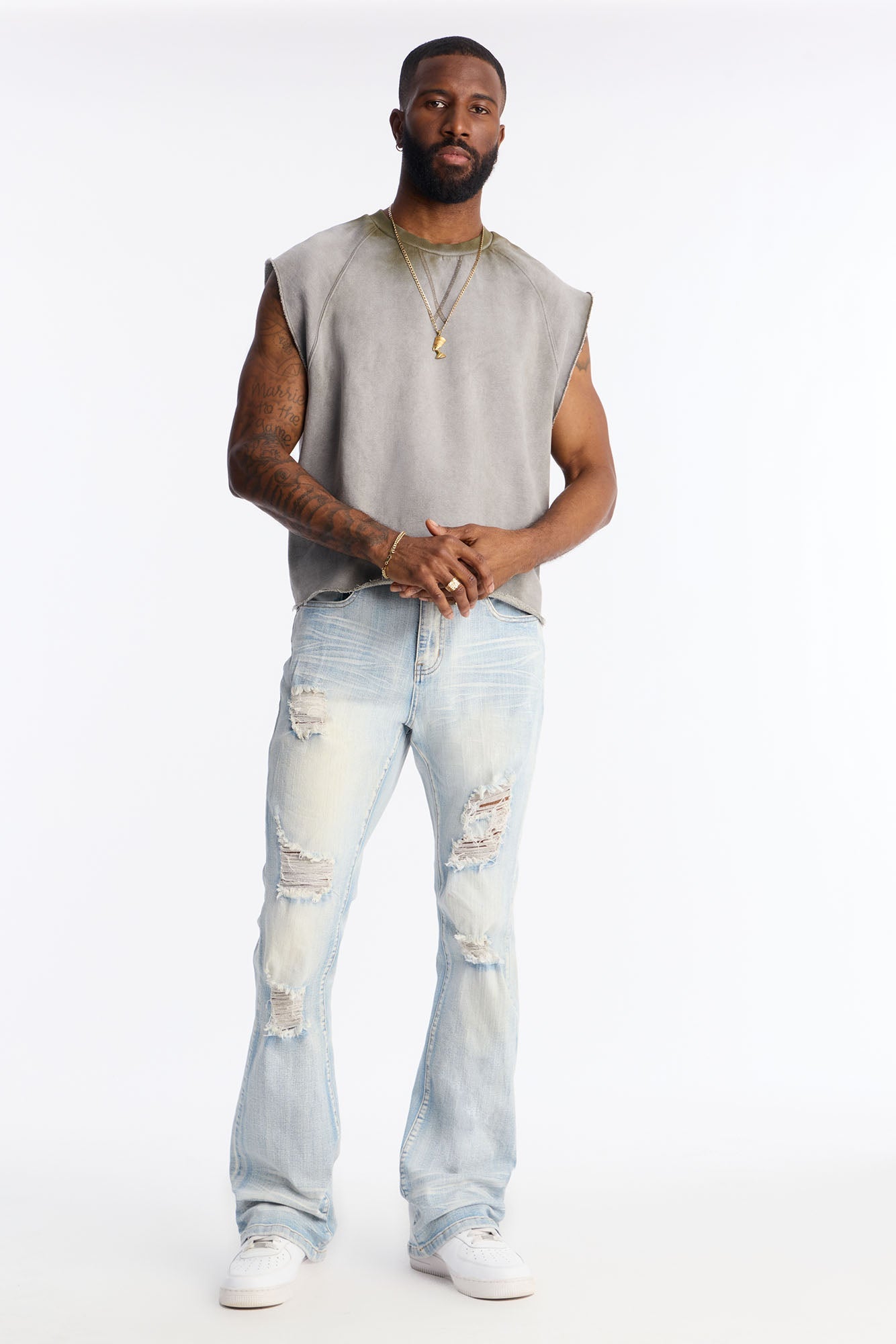 Boiler Washed Boxy Muscle Tee - Khaki
