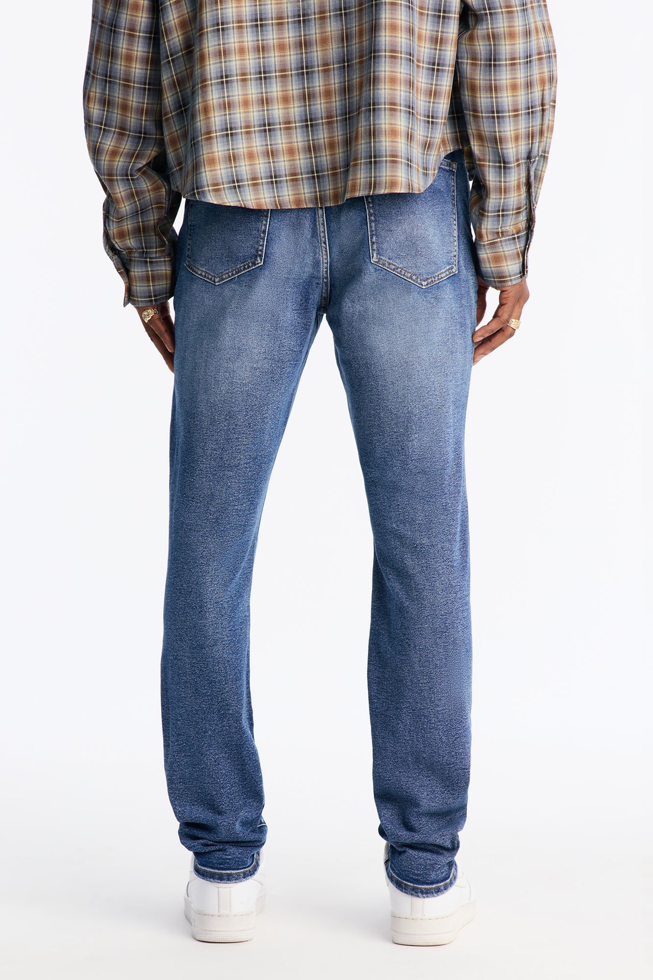 Stacked Skinny Classic Distress Jeans - Dark Wash