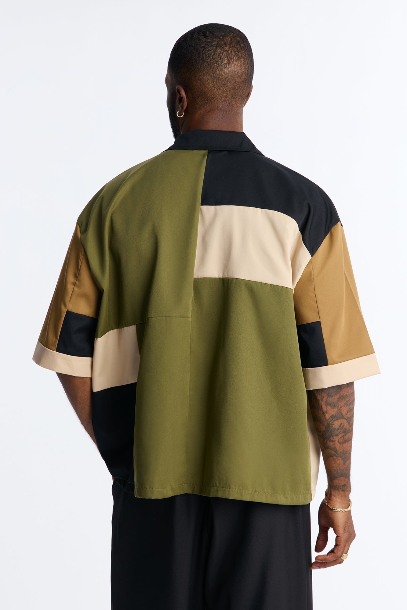 Cropped Pixel Perfect Zip Up Shirt - Khaki
