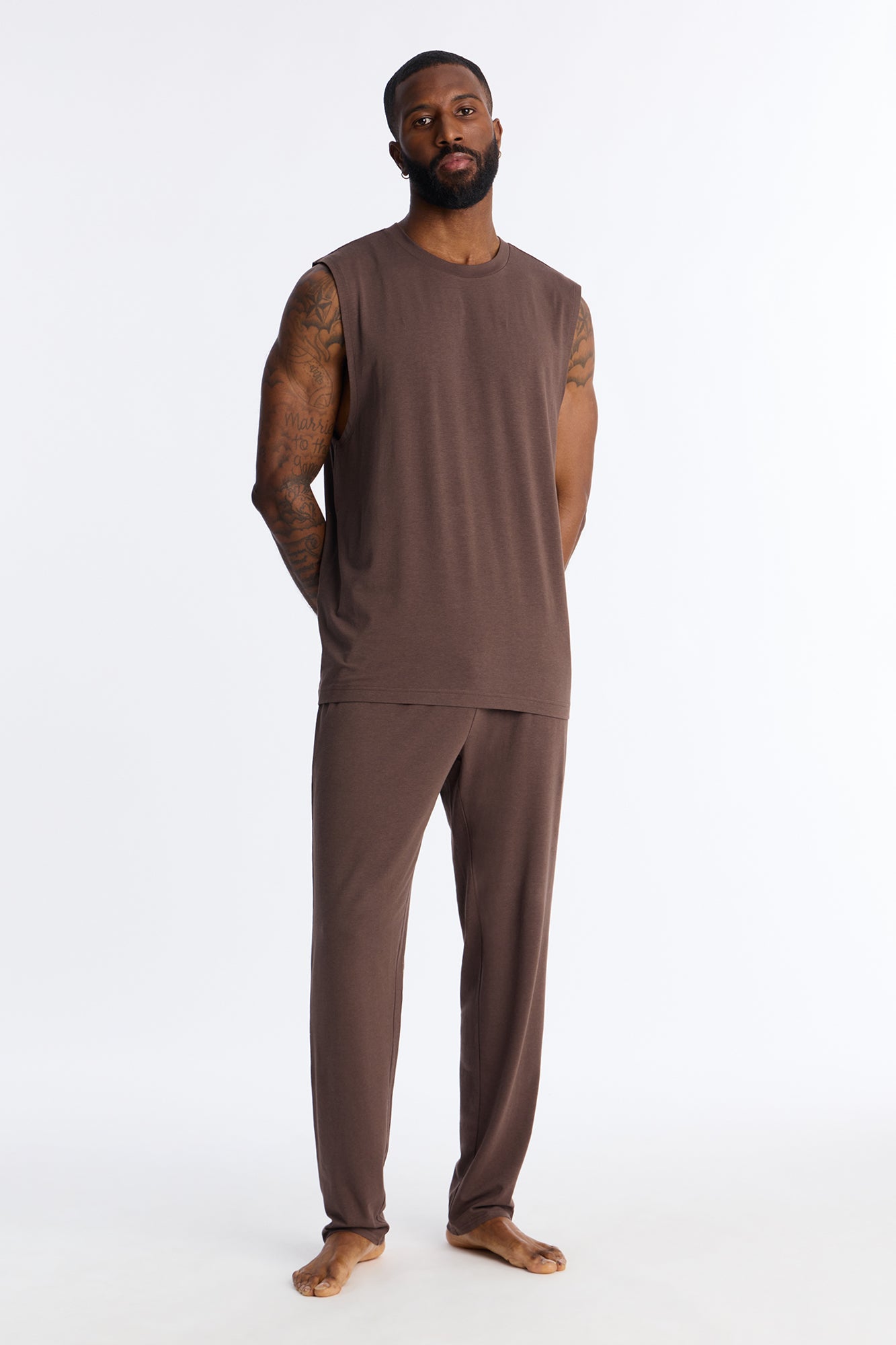 Essential Modal Lounge Sleeveless Muscle Tee - Chocolate