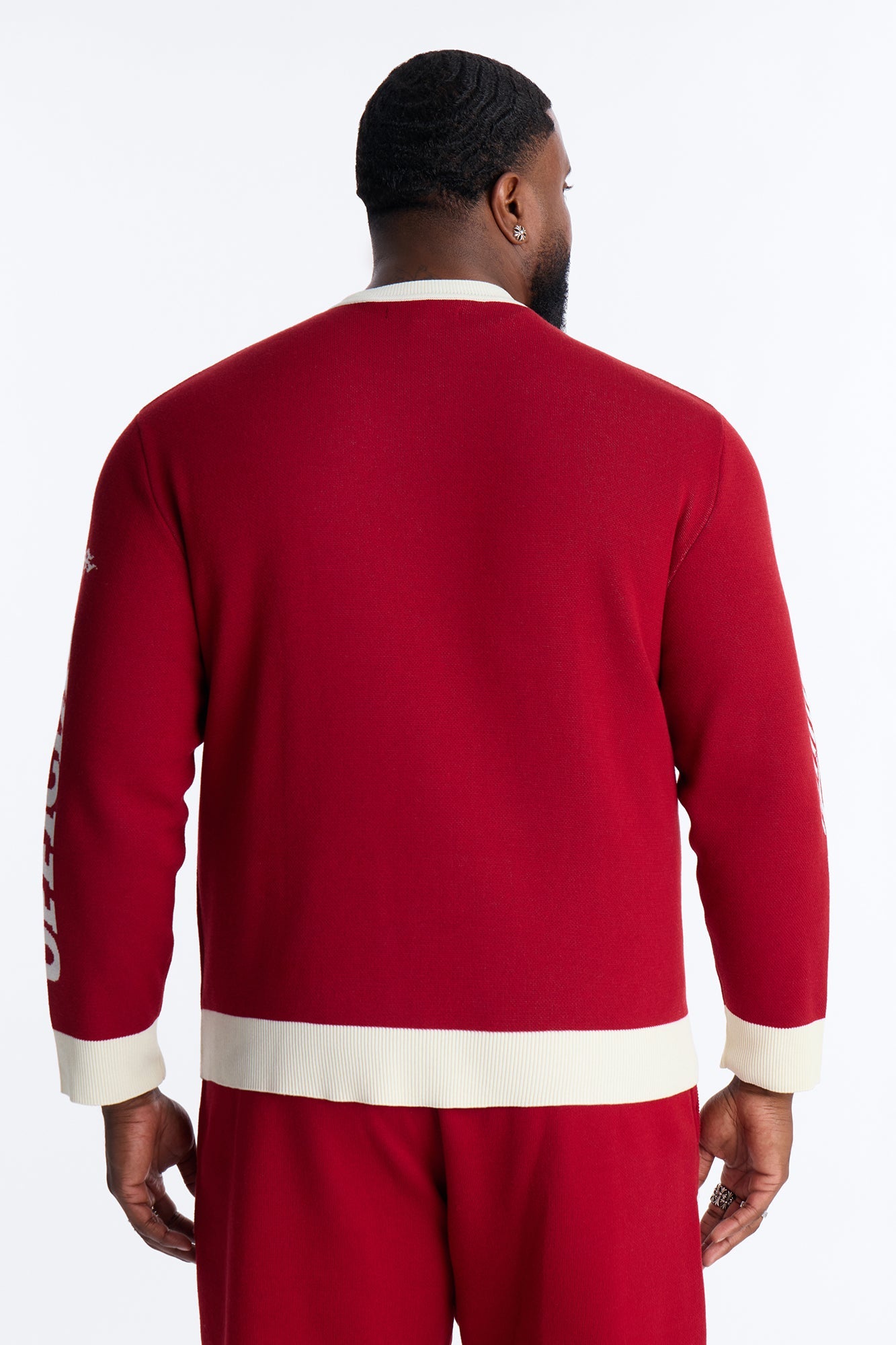 Retro Moto Stripe Sweater Shirt - Red