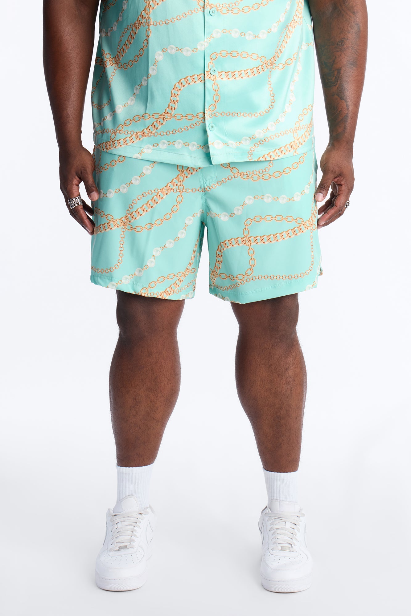Chain Flex Printed Swim Trunk 7″ - Blue