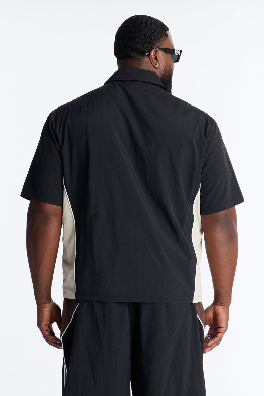Relaxed Osaka Block Zip Up Shirt - Black/Brown