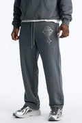 Blessed Rhinestone Pearl Sweatpants - Charcoal