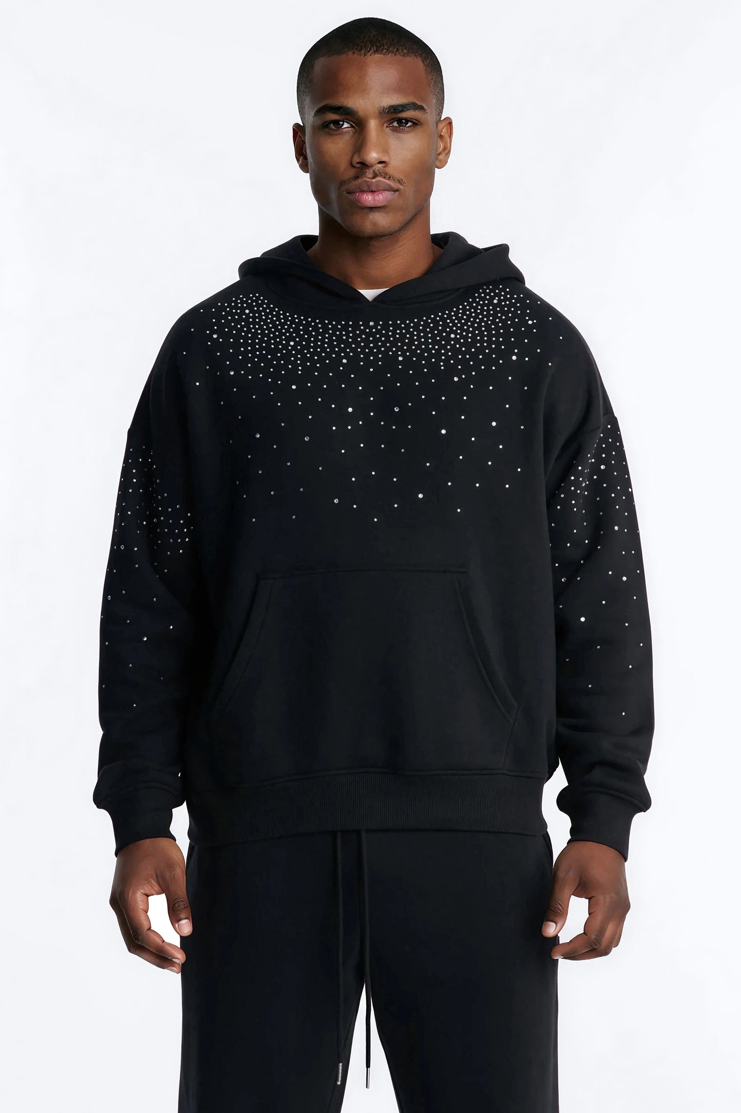 Dime Rhinestone Pearl Oversized Hoodie - Black