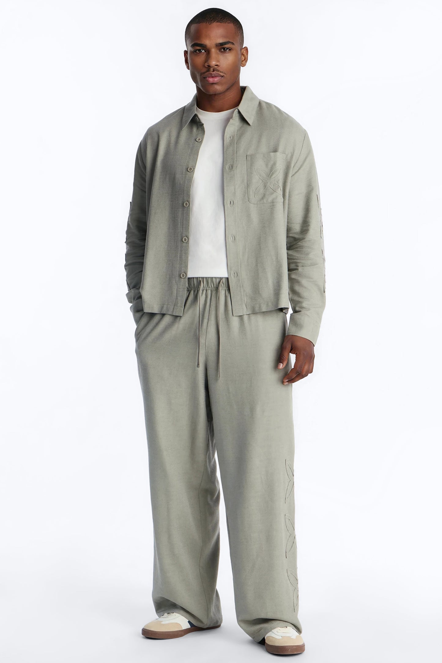 Wide Leg Tropical Fearless Pant - Sage