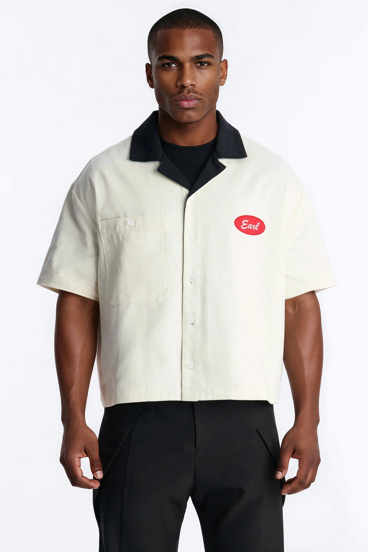 Cropped Rustpoint Mechanic Button Up Shirt - Cream