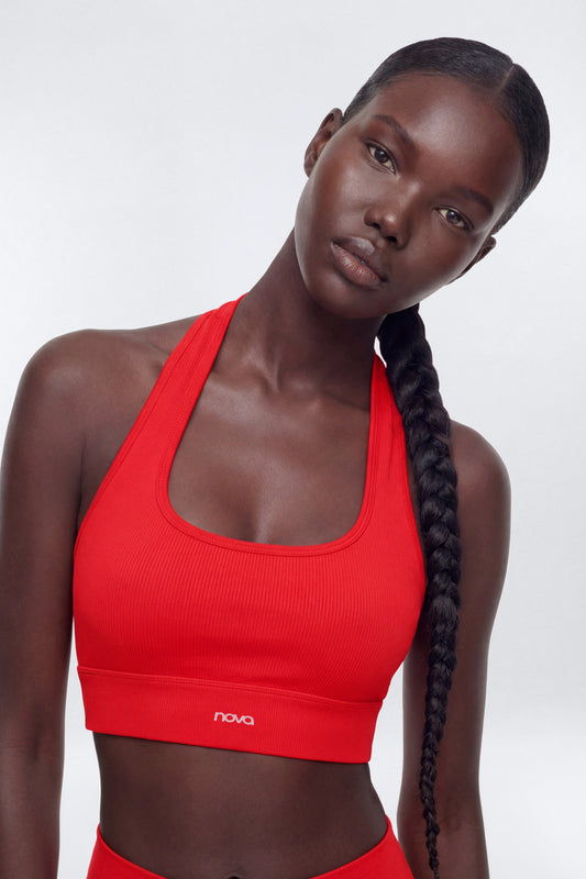 SeamlessLift™ Halter Sports Bra - Red