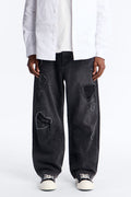 Baggy Stressin' Hearts Jeans - Black Wash