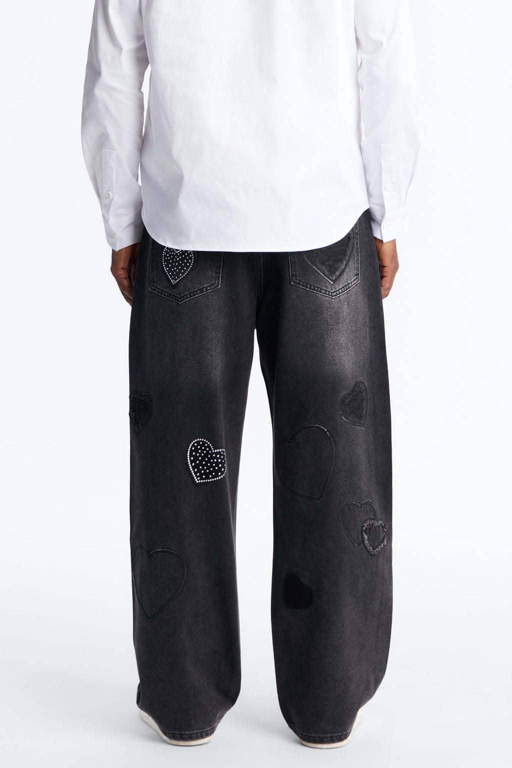 Baggy Stressin' Hearts Jeans - Black Wash