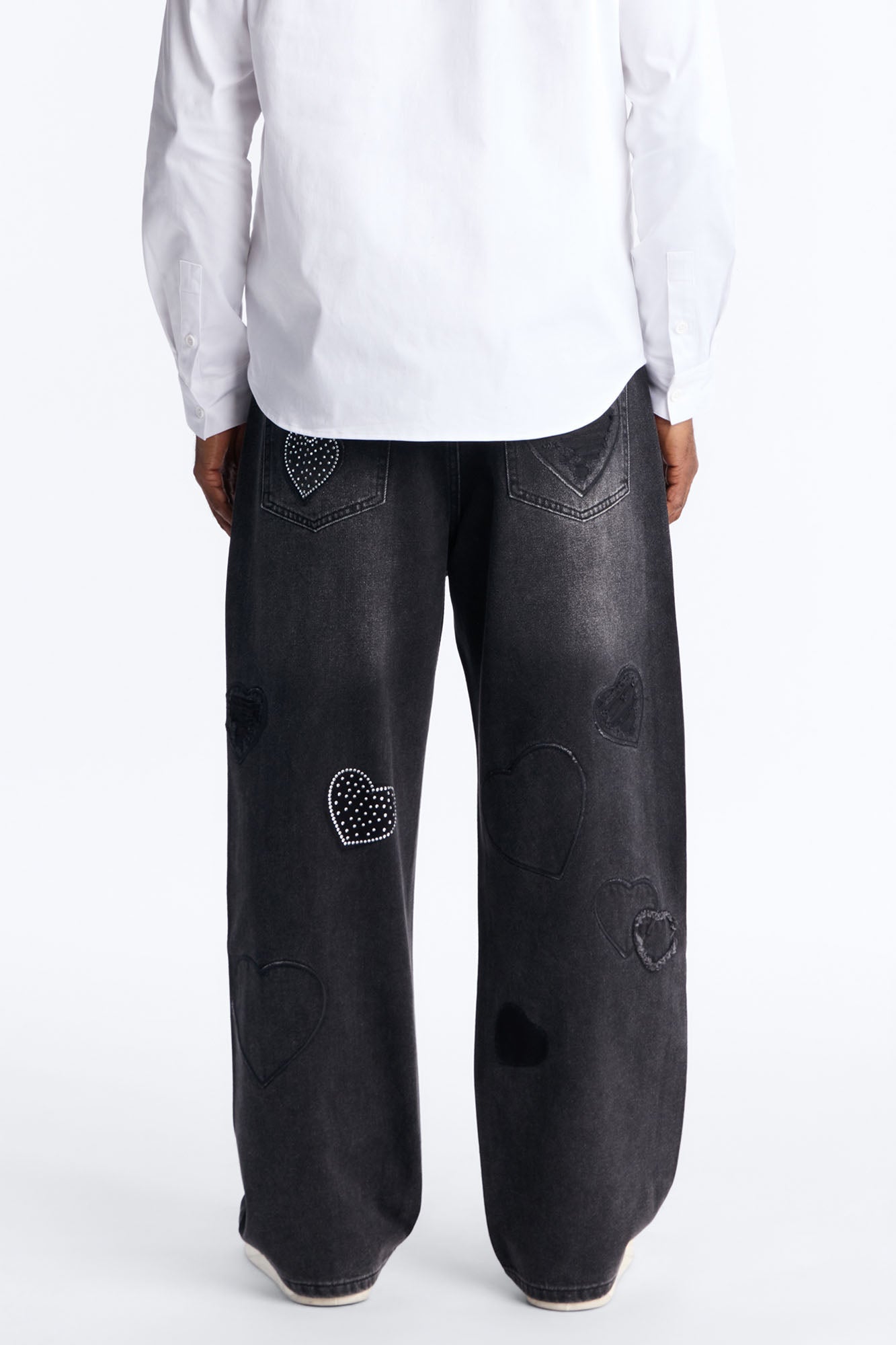 Baggy Stressin' Hearts Jeans - Black Wash