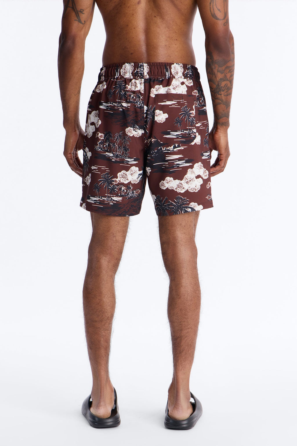 Brushed Tropical Oasis Swim Trunk 7″ - Brown