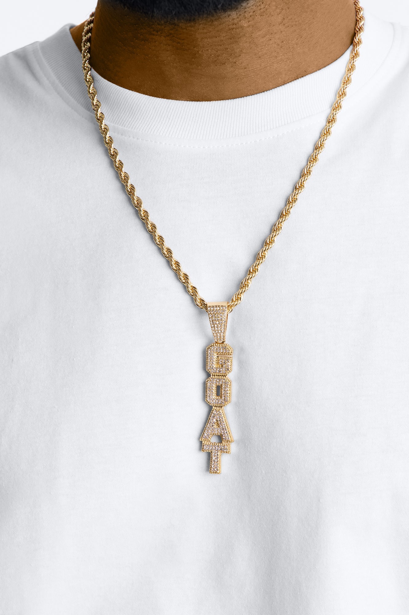 GOAT Vertical Iced Pendant Necklace - Gold