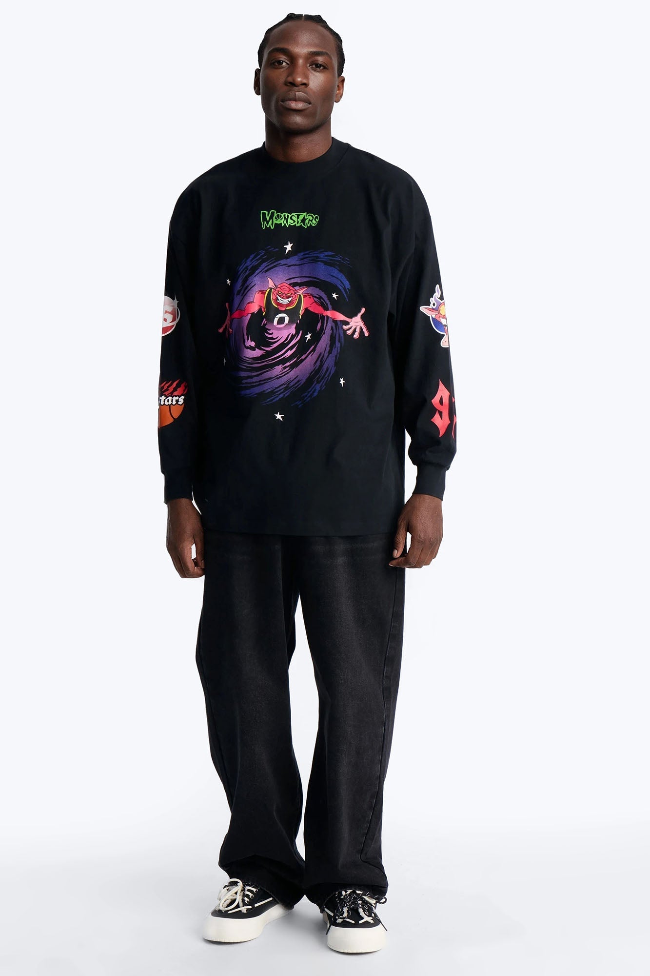 Space Jam Monstars Chrome Premium Long Sleeve Shirt - Black