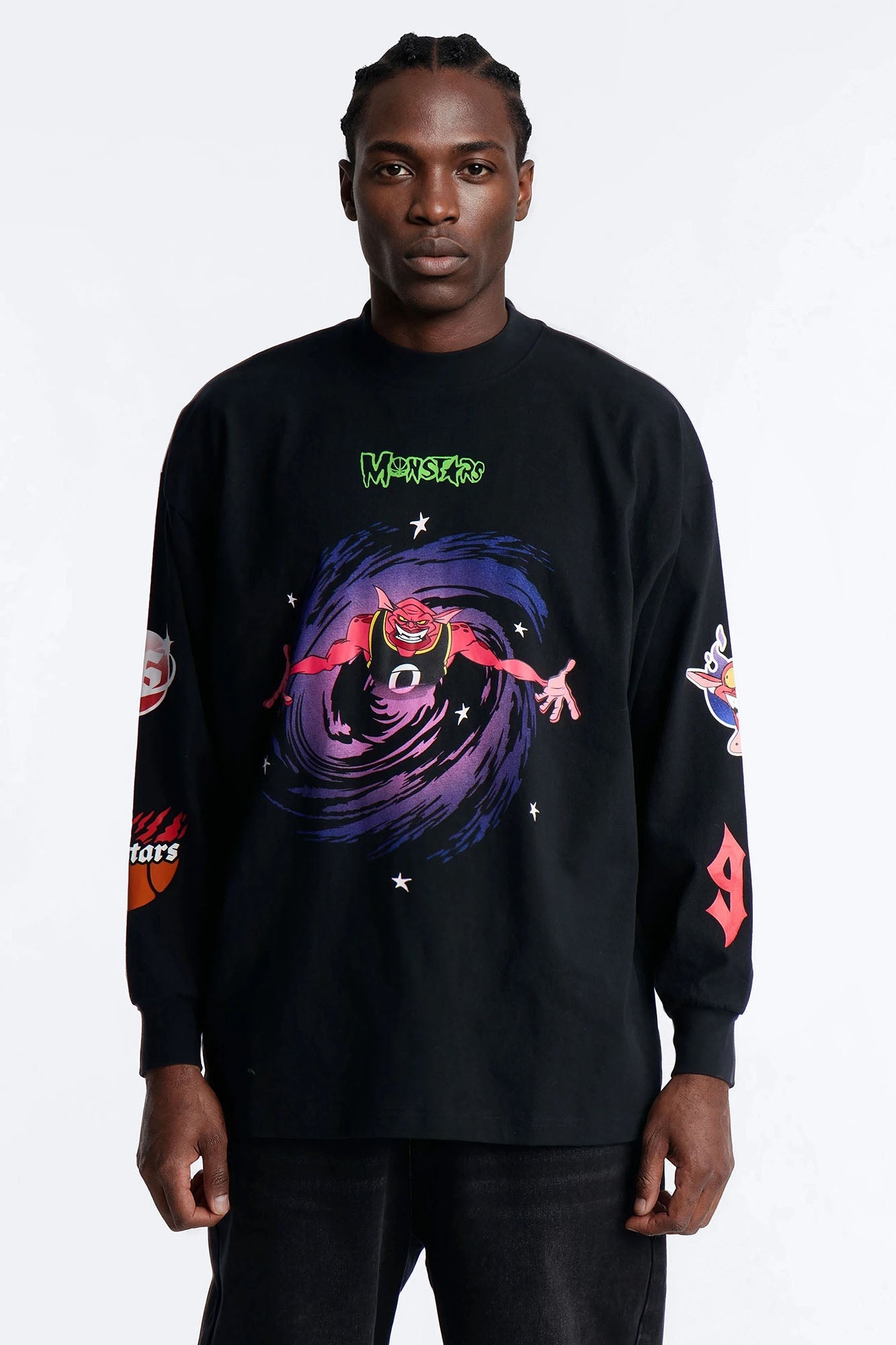 Space Jam Monstars Chrome Premium Long Sleeve Shirt - Black