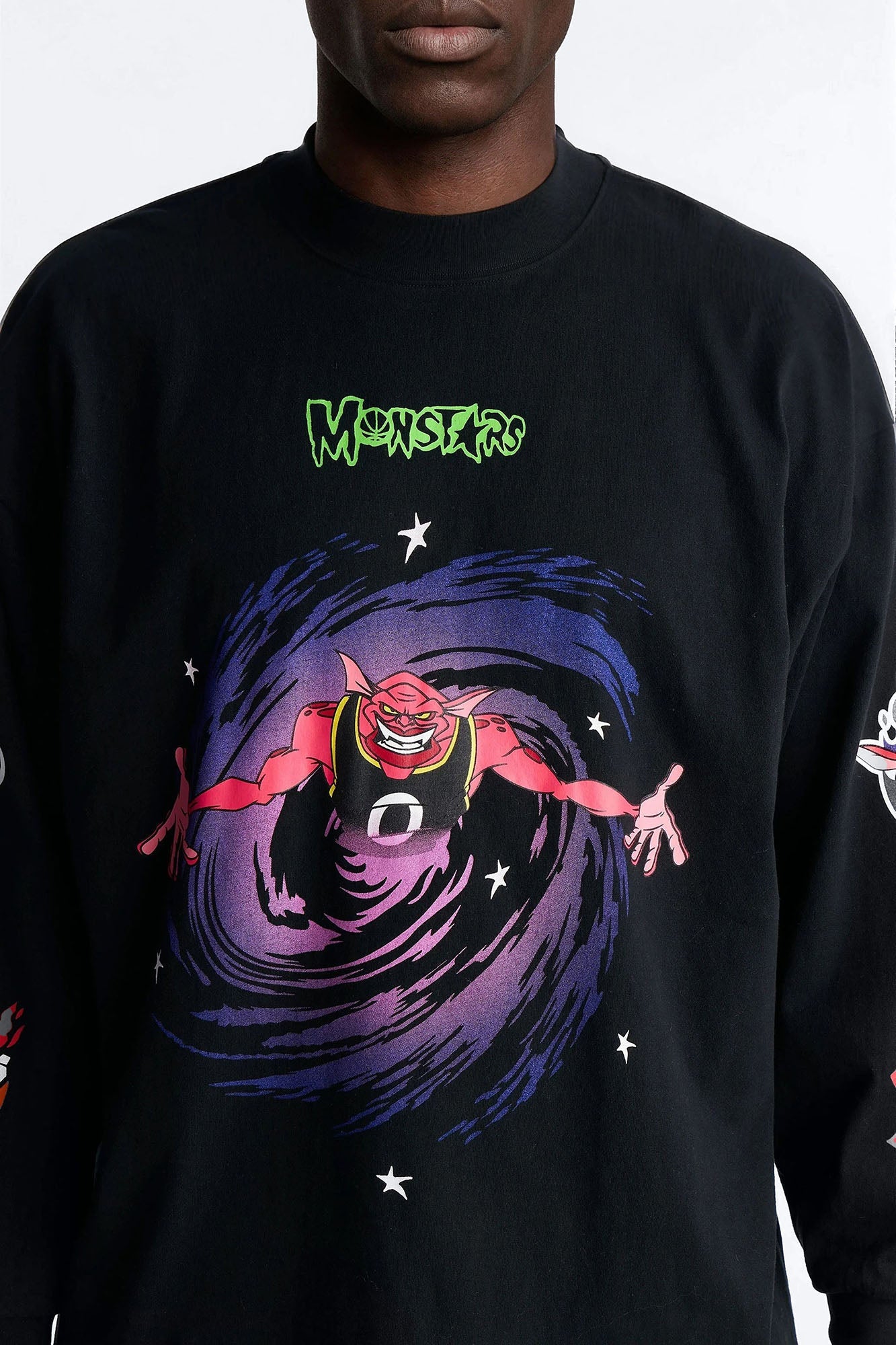 Space Jam Monstars Chrome Premium Long Sleeve Shirt - Black