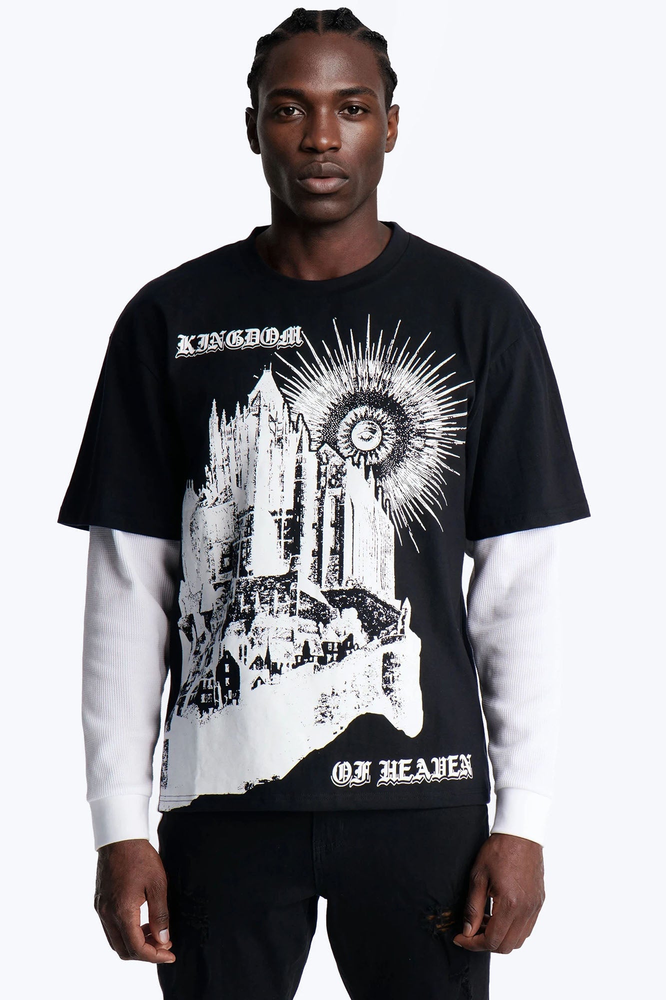 Twofer Kingdom Of Heaven Long Sleeve Tee - Black
