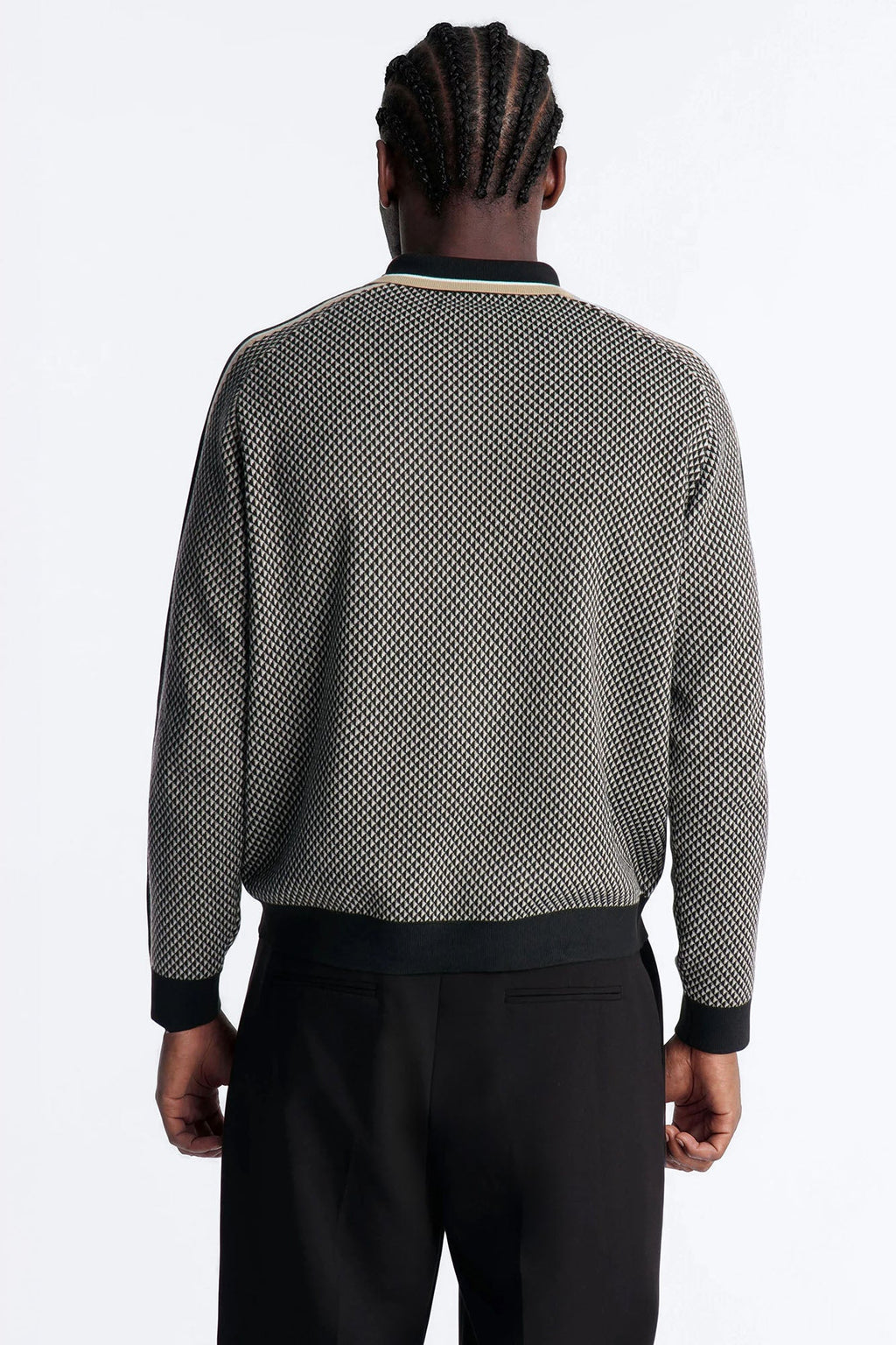Ashford Knitted Long Sleeve Polo - Black