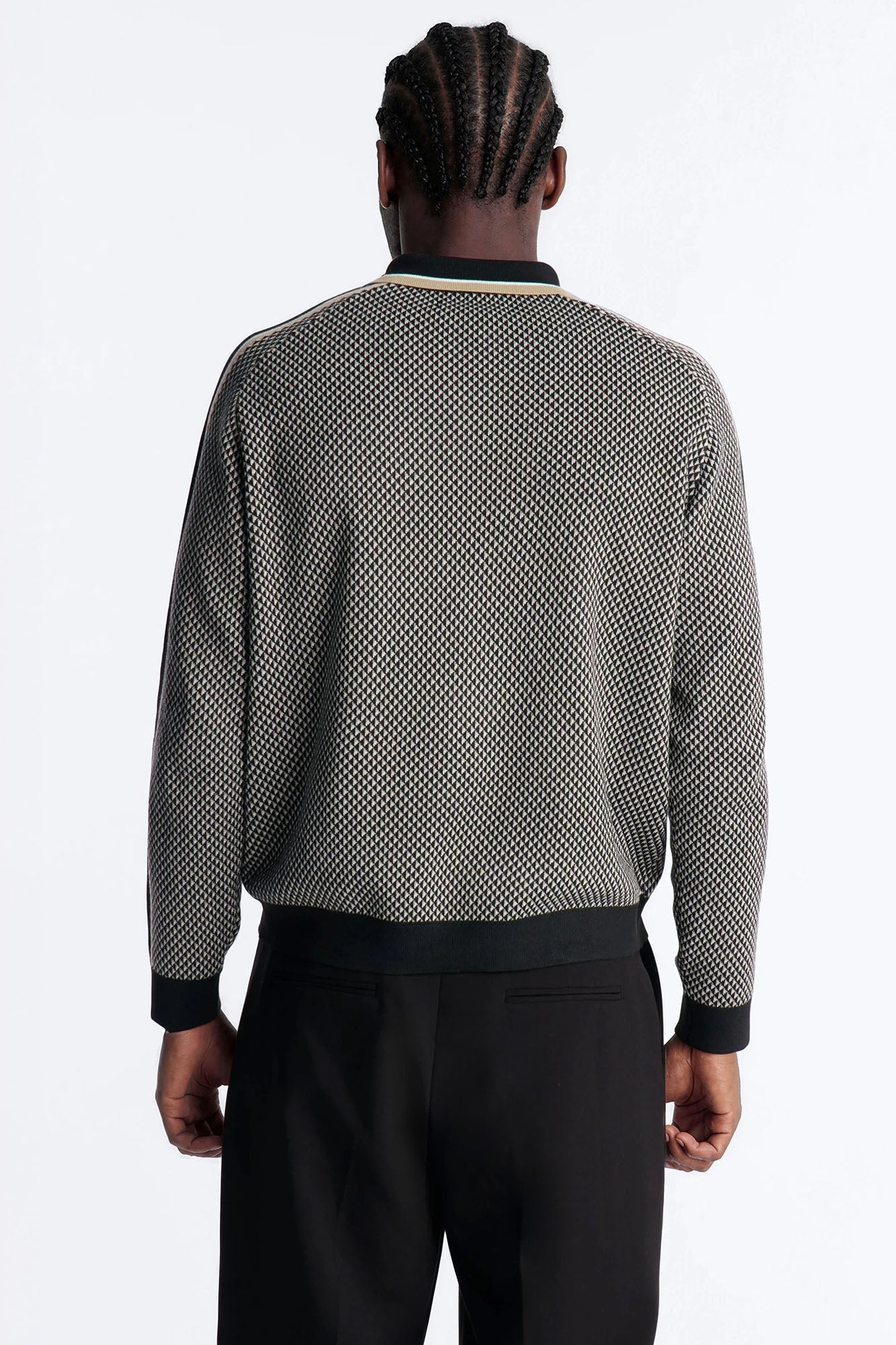 Ashford Knitted Long Sleeve Polo - Black