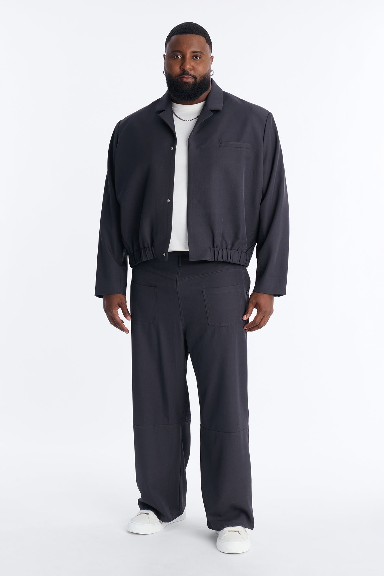 Baggy Inverted Details Trouser - Grey