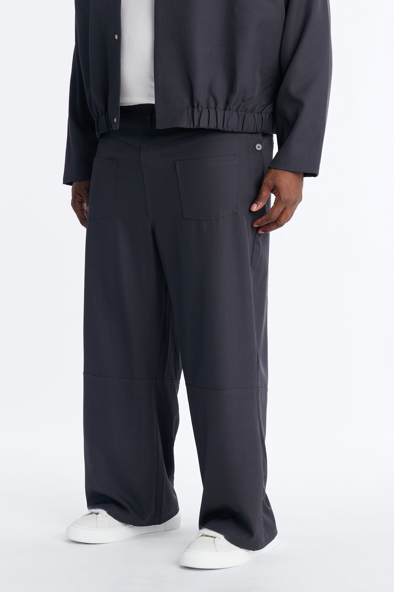 Baggy Inverted Details Trouser - Grey