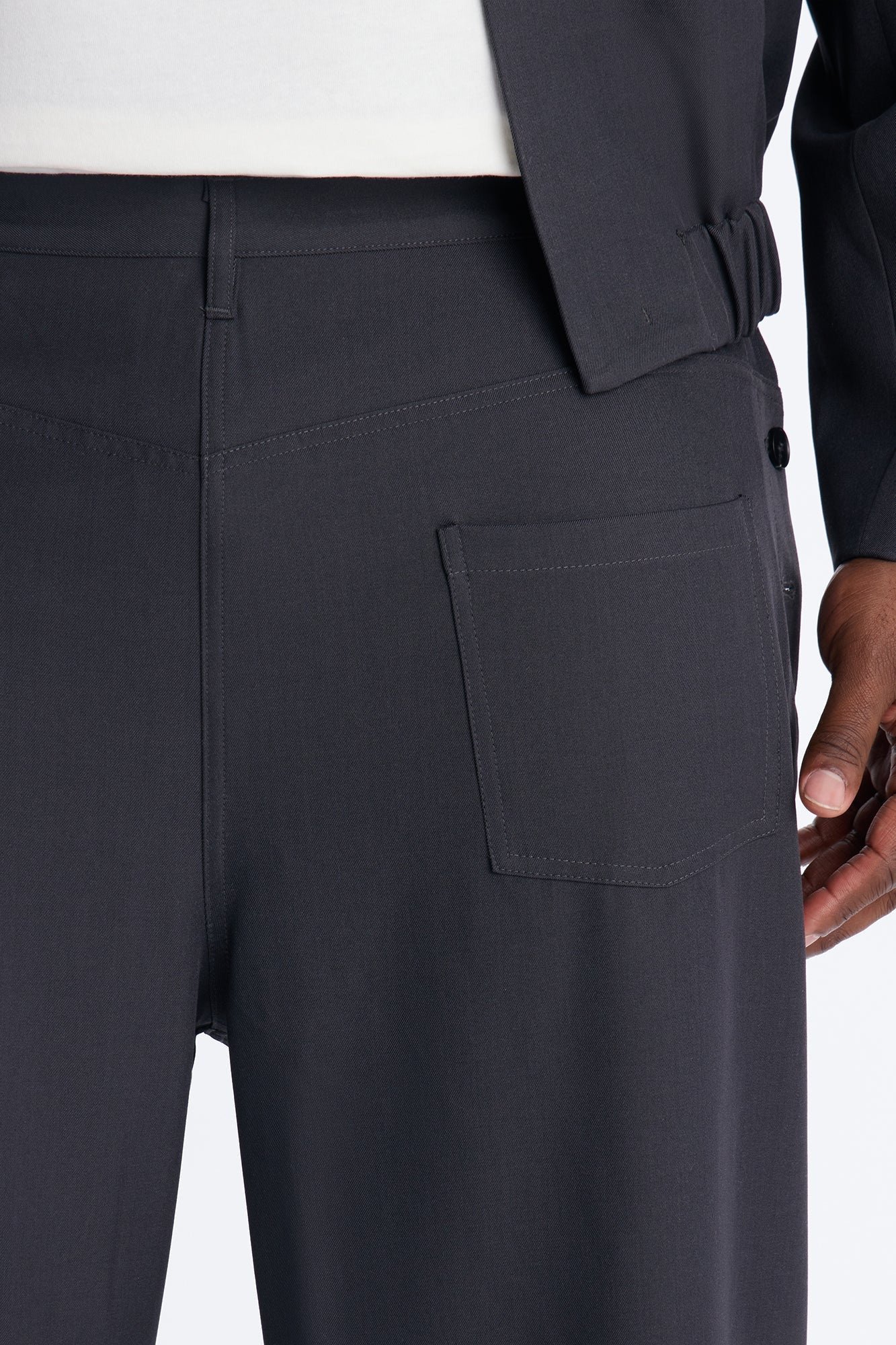Baggy Inverted Details Trouser - Grey