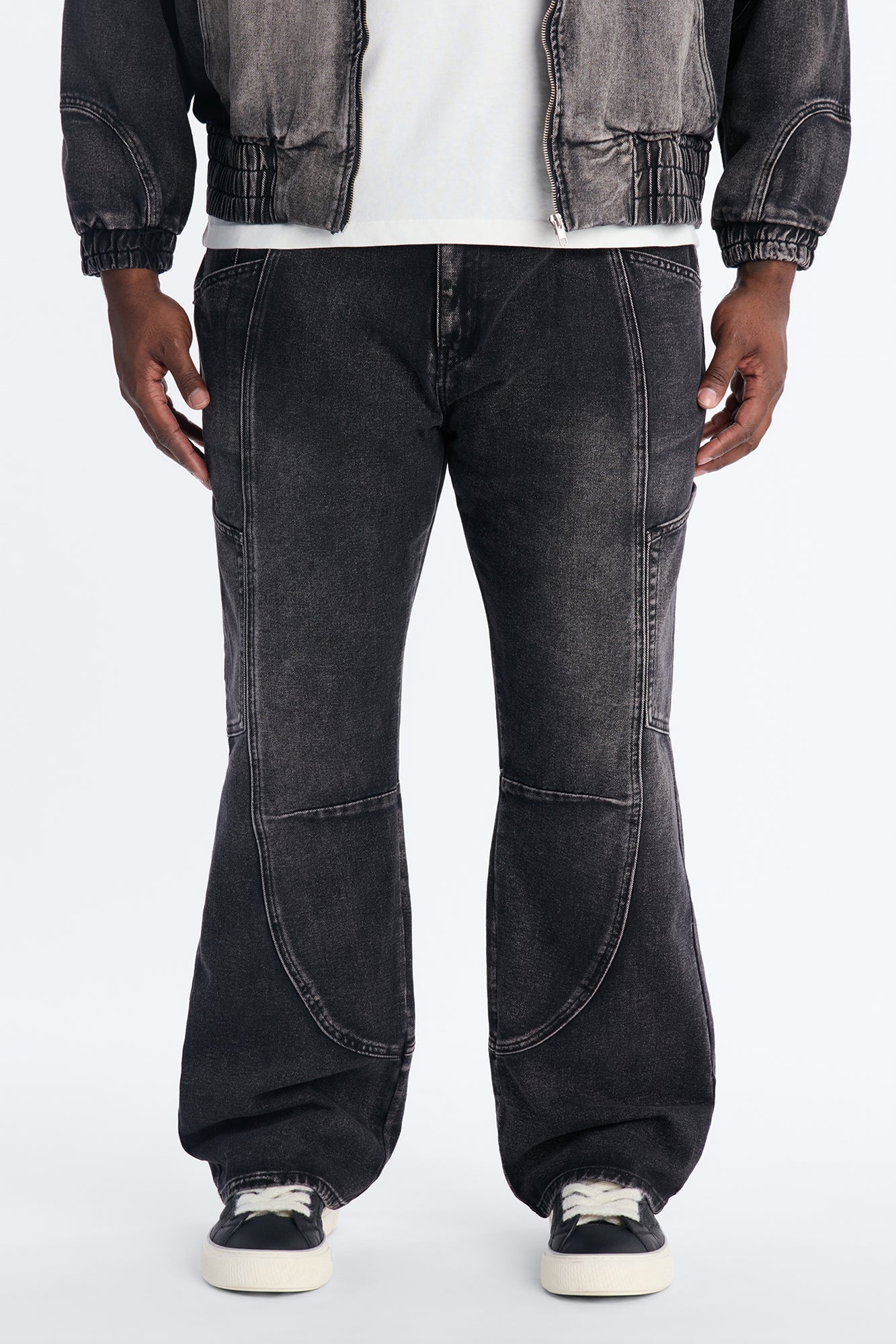 Stacked Slim Flare Panel Feeling It Jean - Black Wash