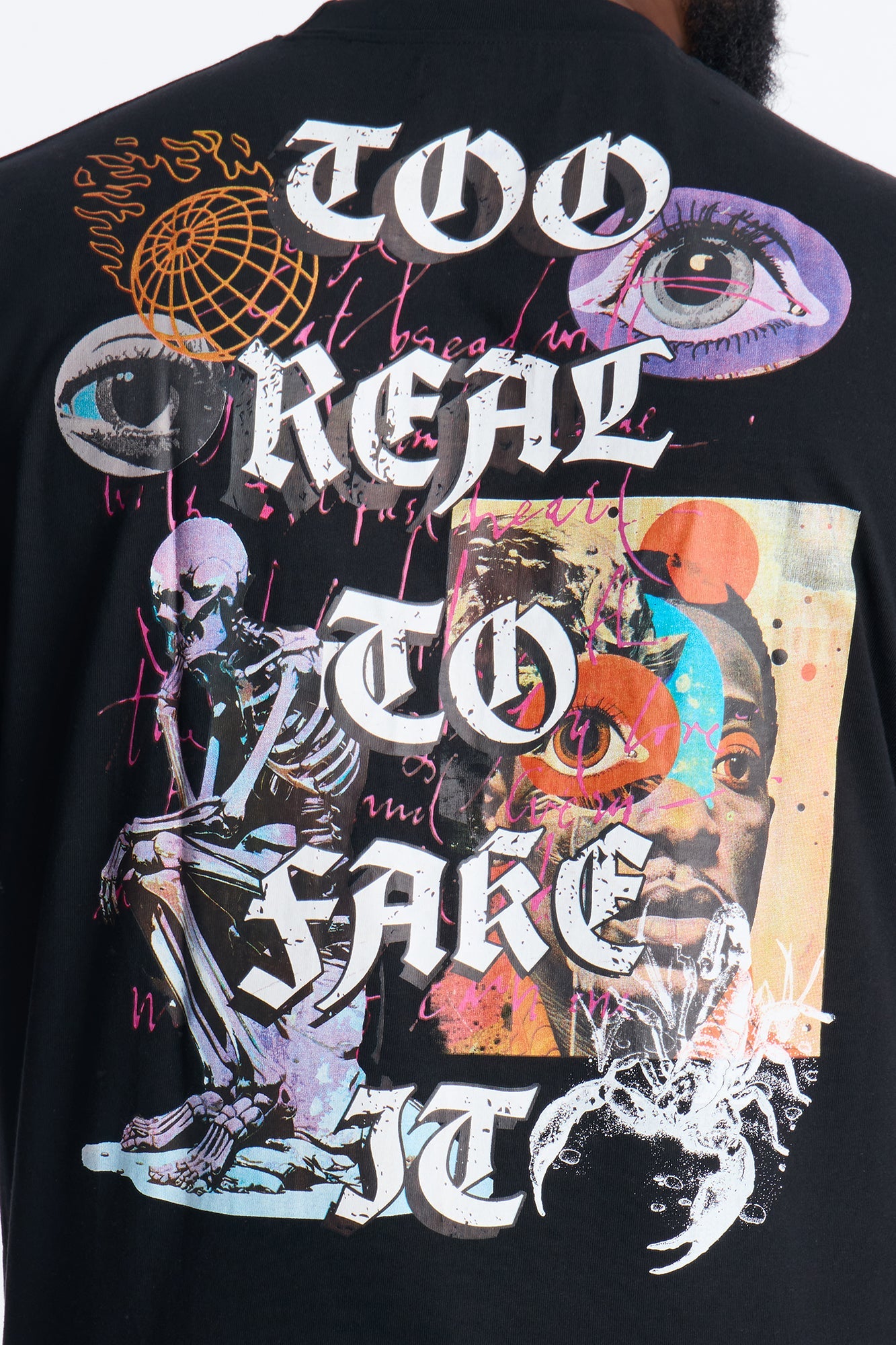 Too Real Embroidery Short Sleeve Tee - Black