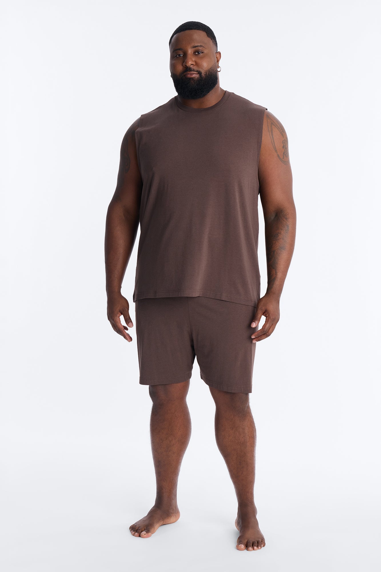 Essential Modal Lounge Sleeveless Muscle Tee - Chocolate