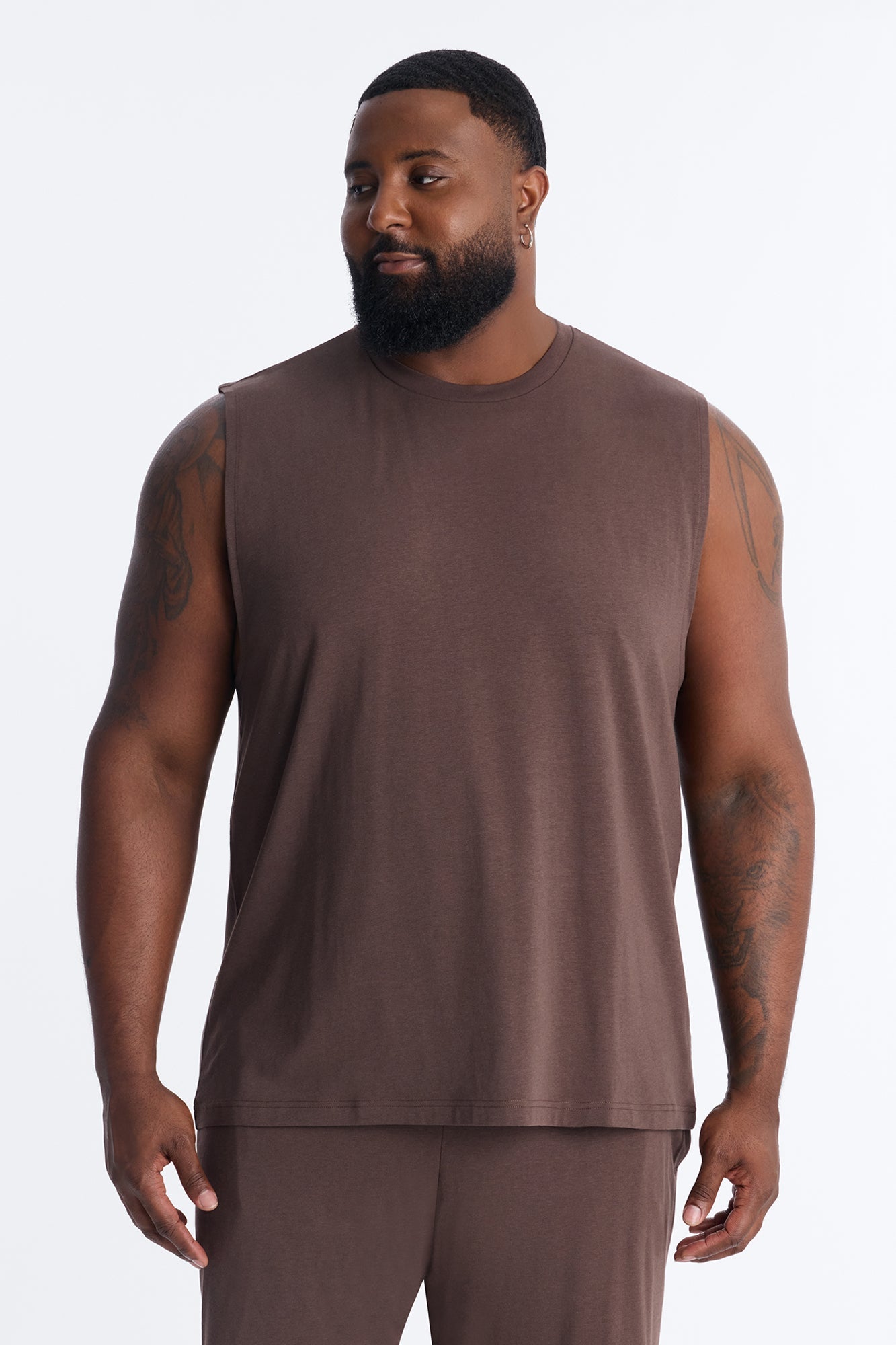 Essential Modal Lounge Sleeveless Muscle Tee - Chocolate