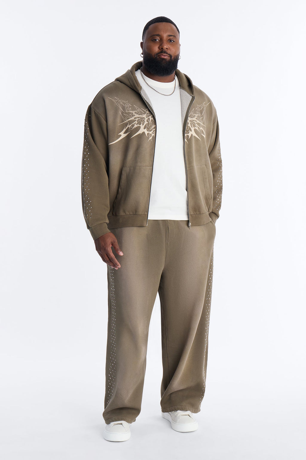 Tribal Rhinestone Sweatpants - Olive
