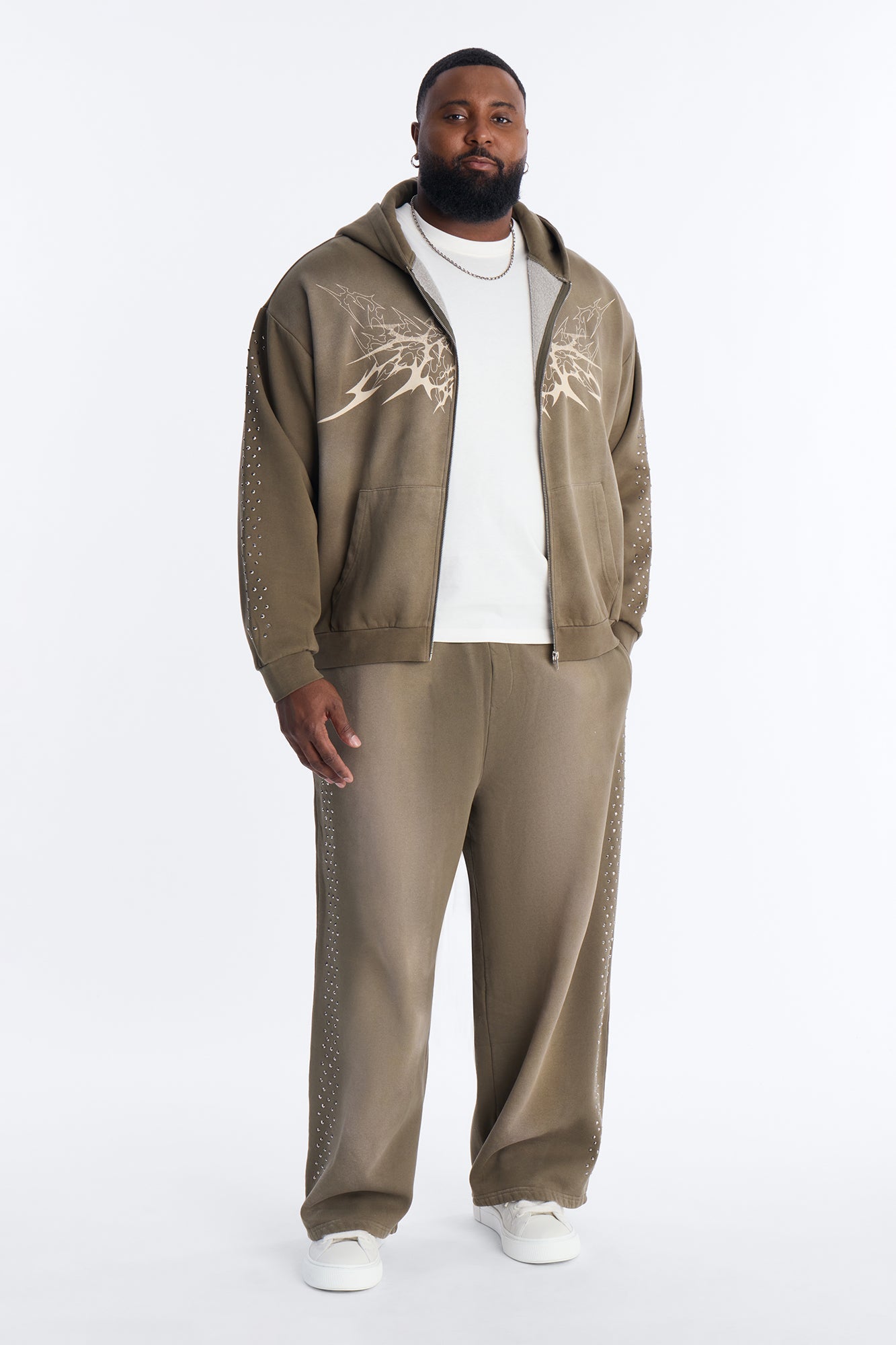 Tribal Rhinestone Sweatpants - Olive