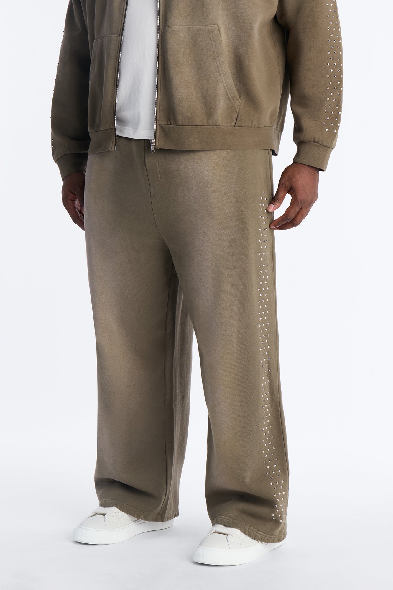 Tribal Rhinestone Sweatpants - Olive