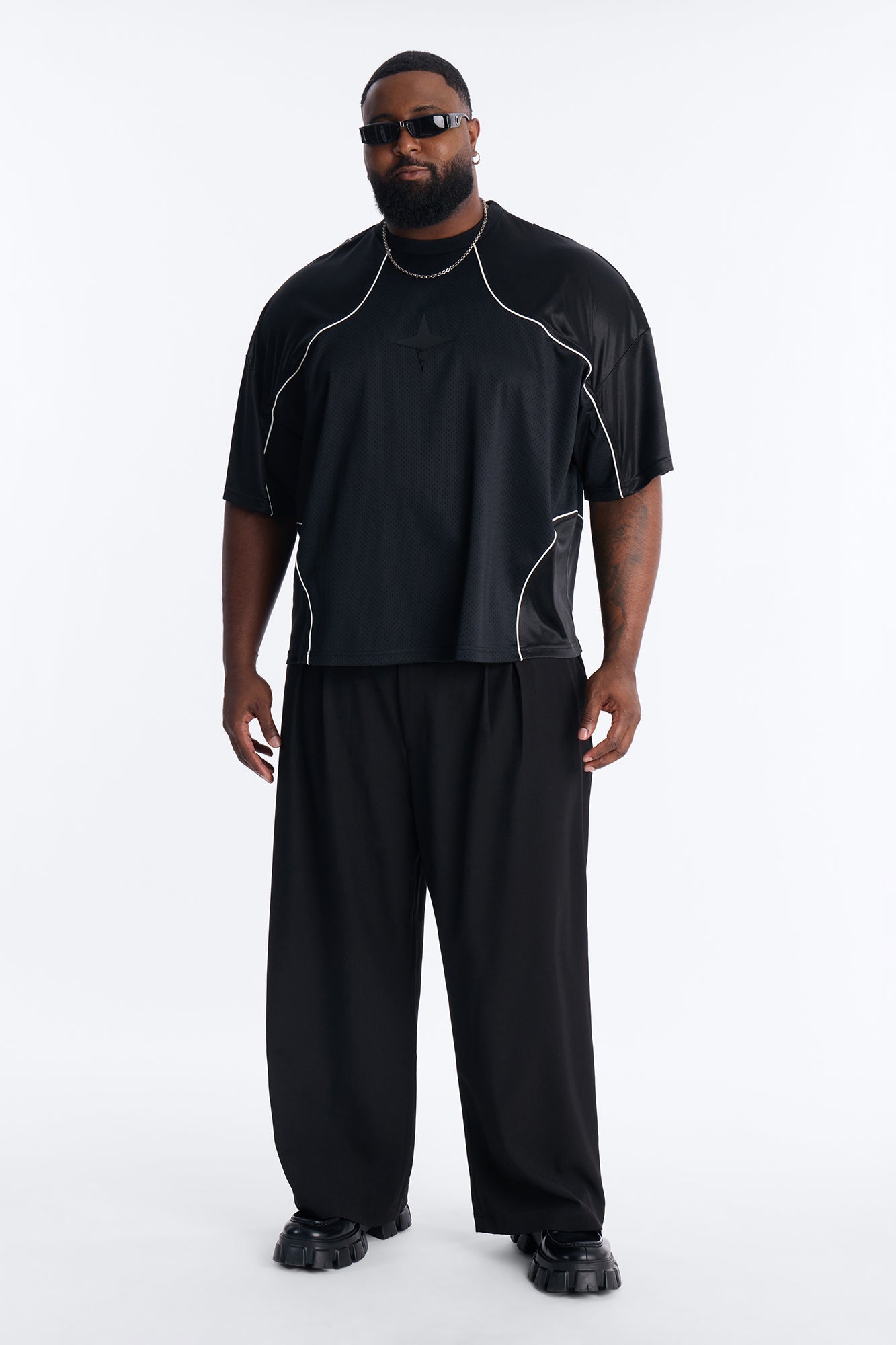 Boxy Mesh Core Reflect Jersey Shirt - Black