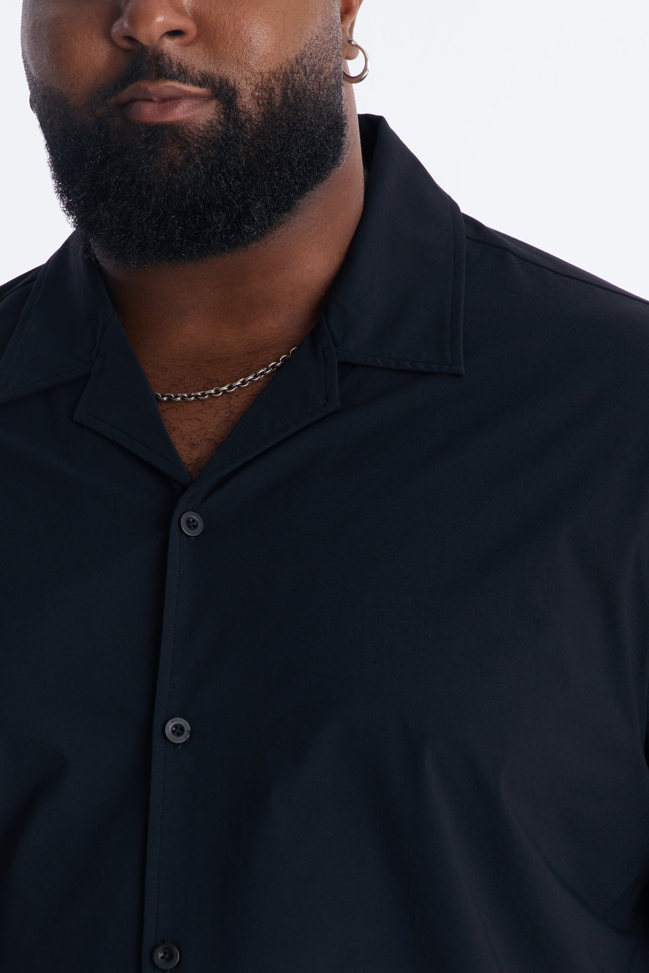 Montez Cuban Collar Button Up Shirt - Black