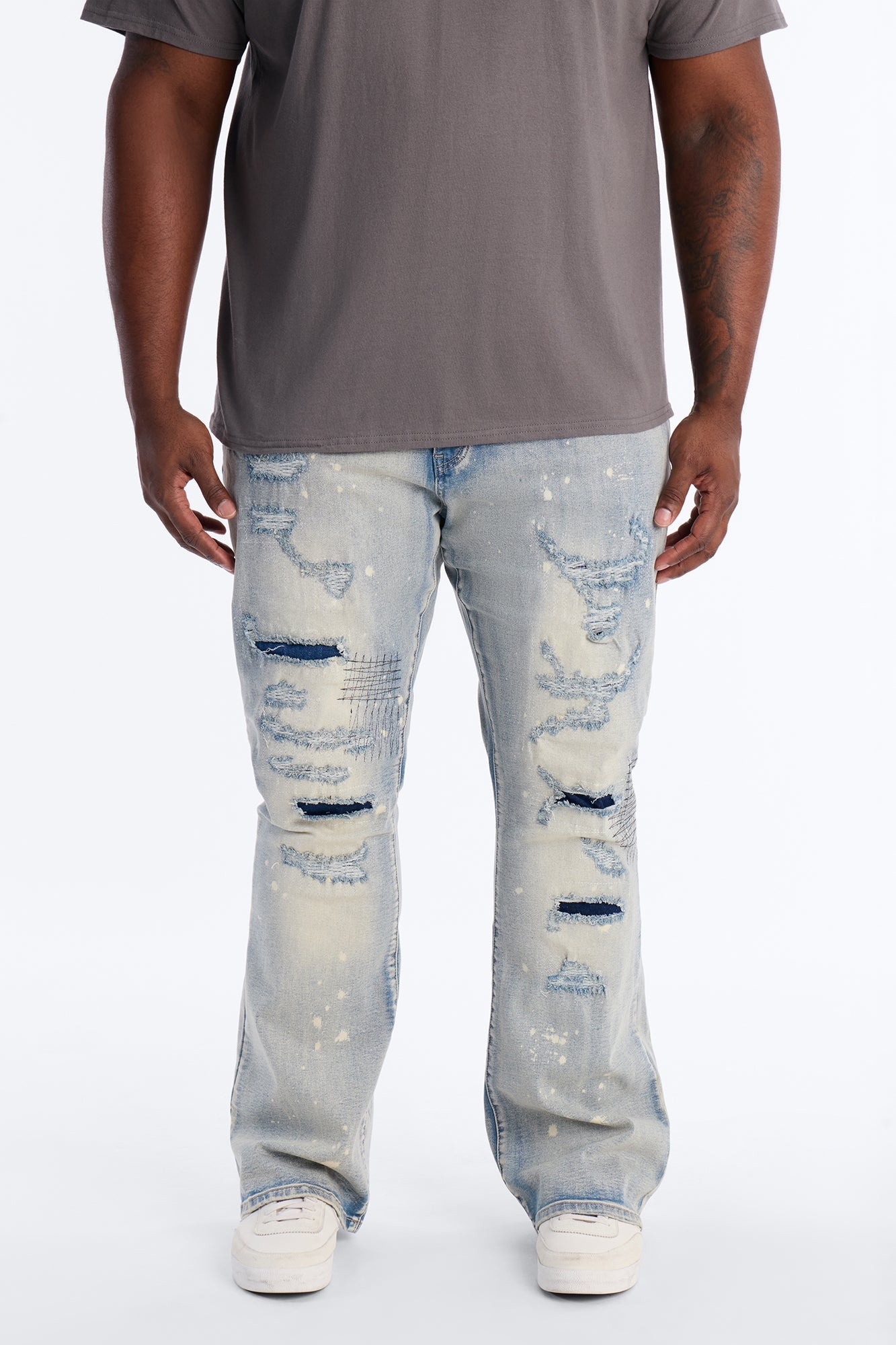 Stacked Skinny Flare Distressed Me Out Jean - Light Wash